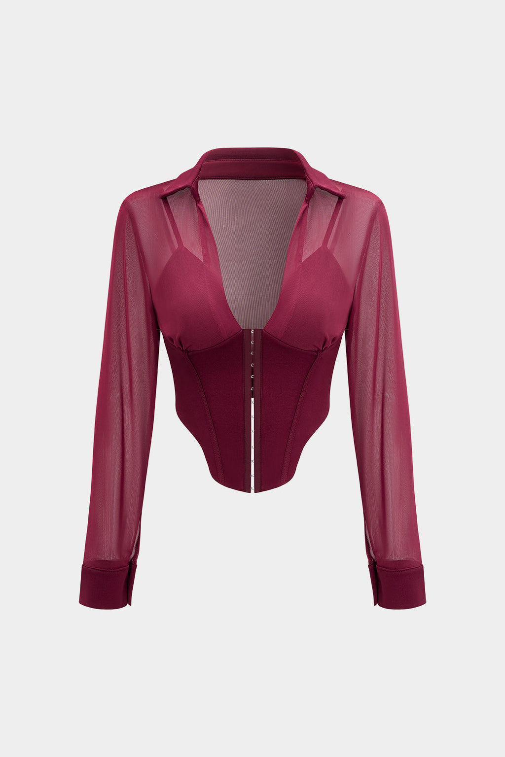 חולצת מחוך ארוכת שרוולים עם כפתורי רשת 