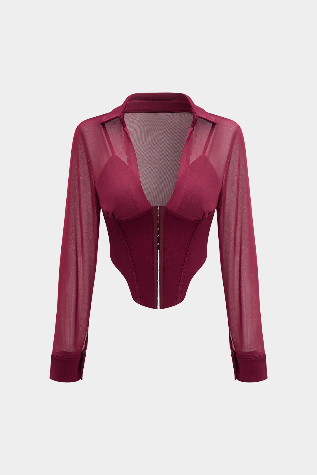 חולצת מחוך ארוכת שרוולים עם כפתורי רשת 