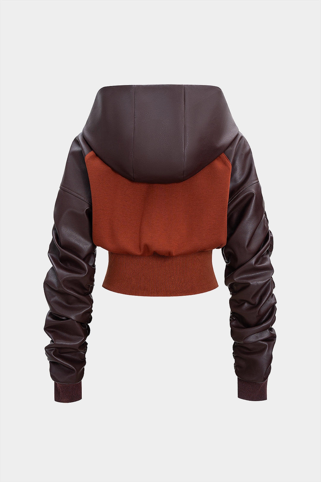 Faux Leather Patchwork Hoodie