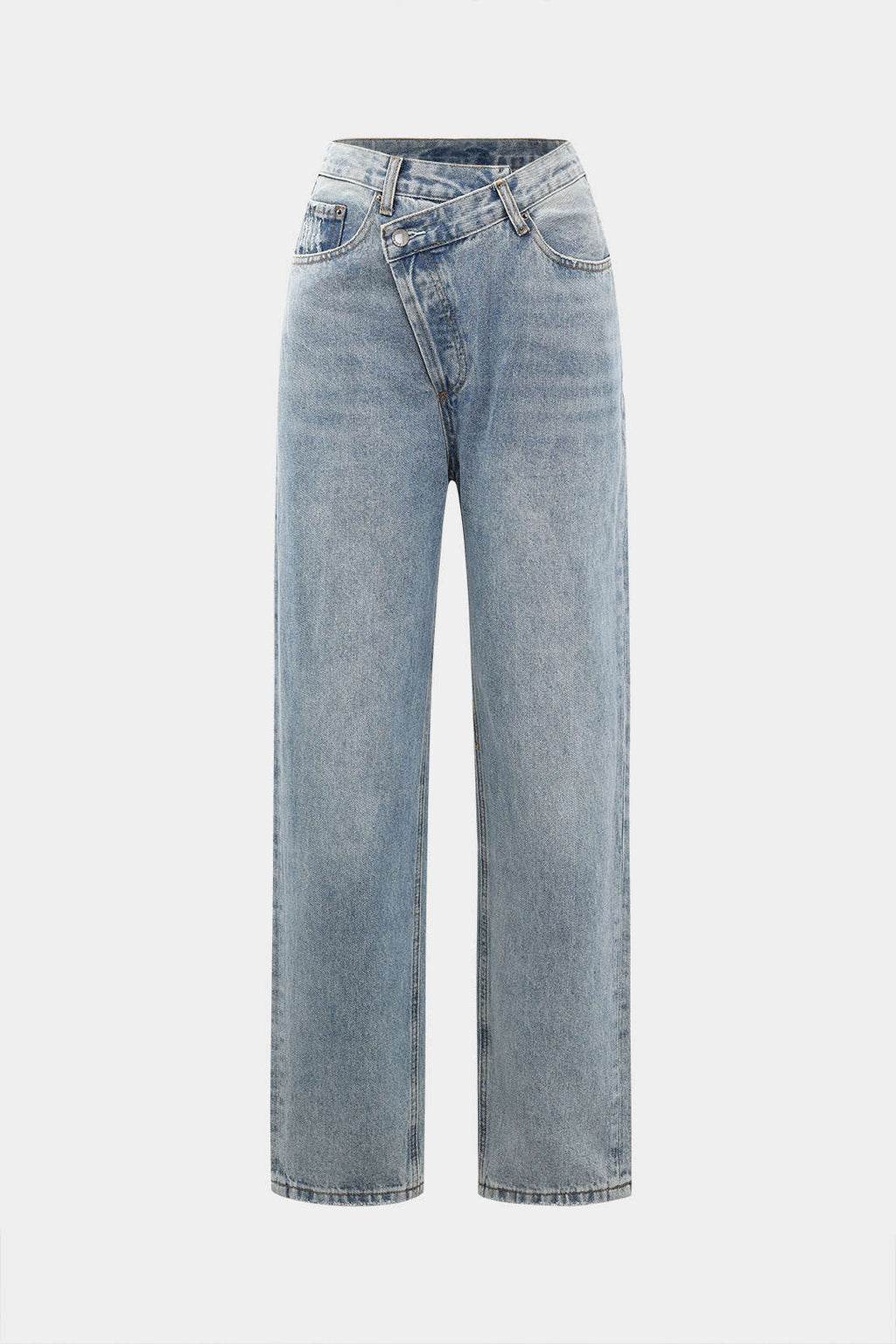 Pantalones De Lino Con Cintura Asimétrica Y Pierna Recta