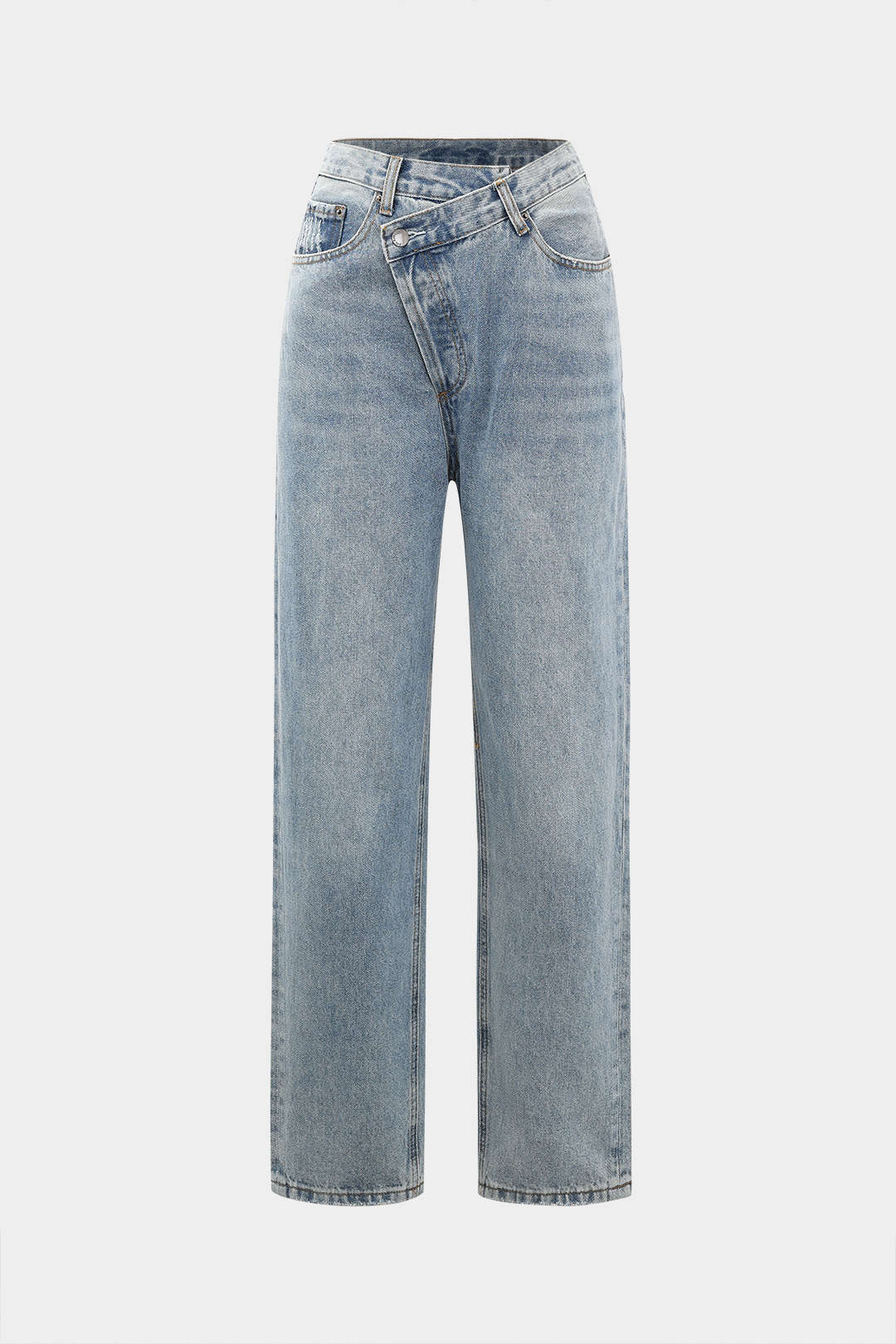 Pantalones De Lino Con Cintura Asimétrica Y Pierna Recta