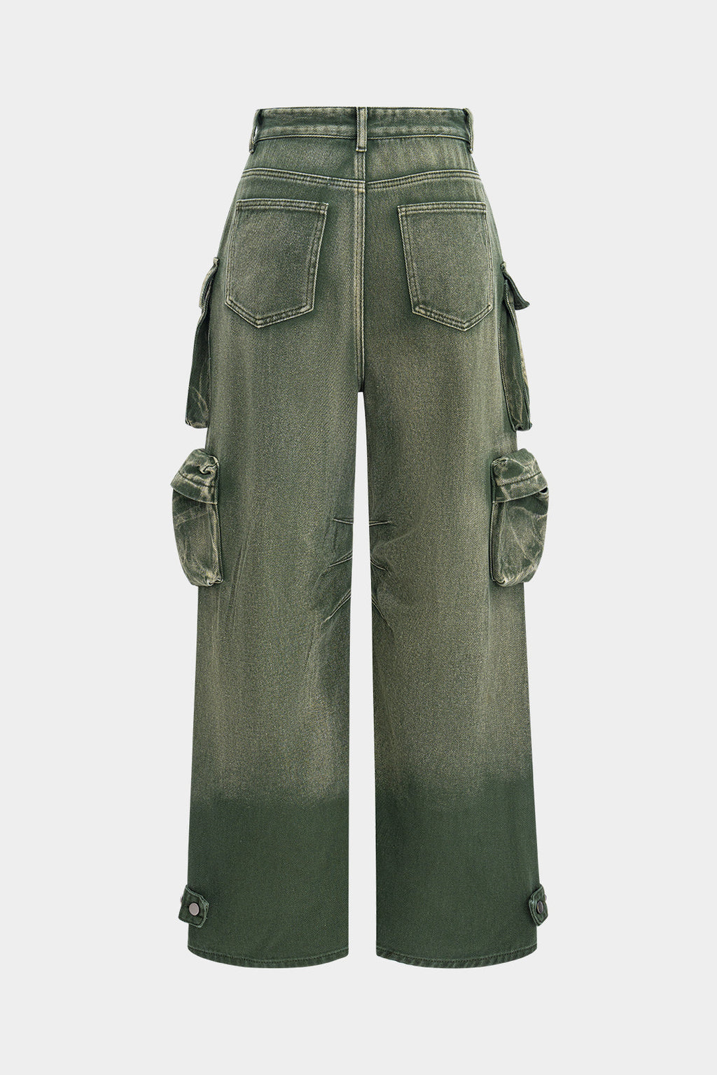 Jeans Cargo De Pierna Ancha Con Ombre Y Bolsillos Multiples
