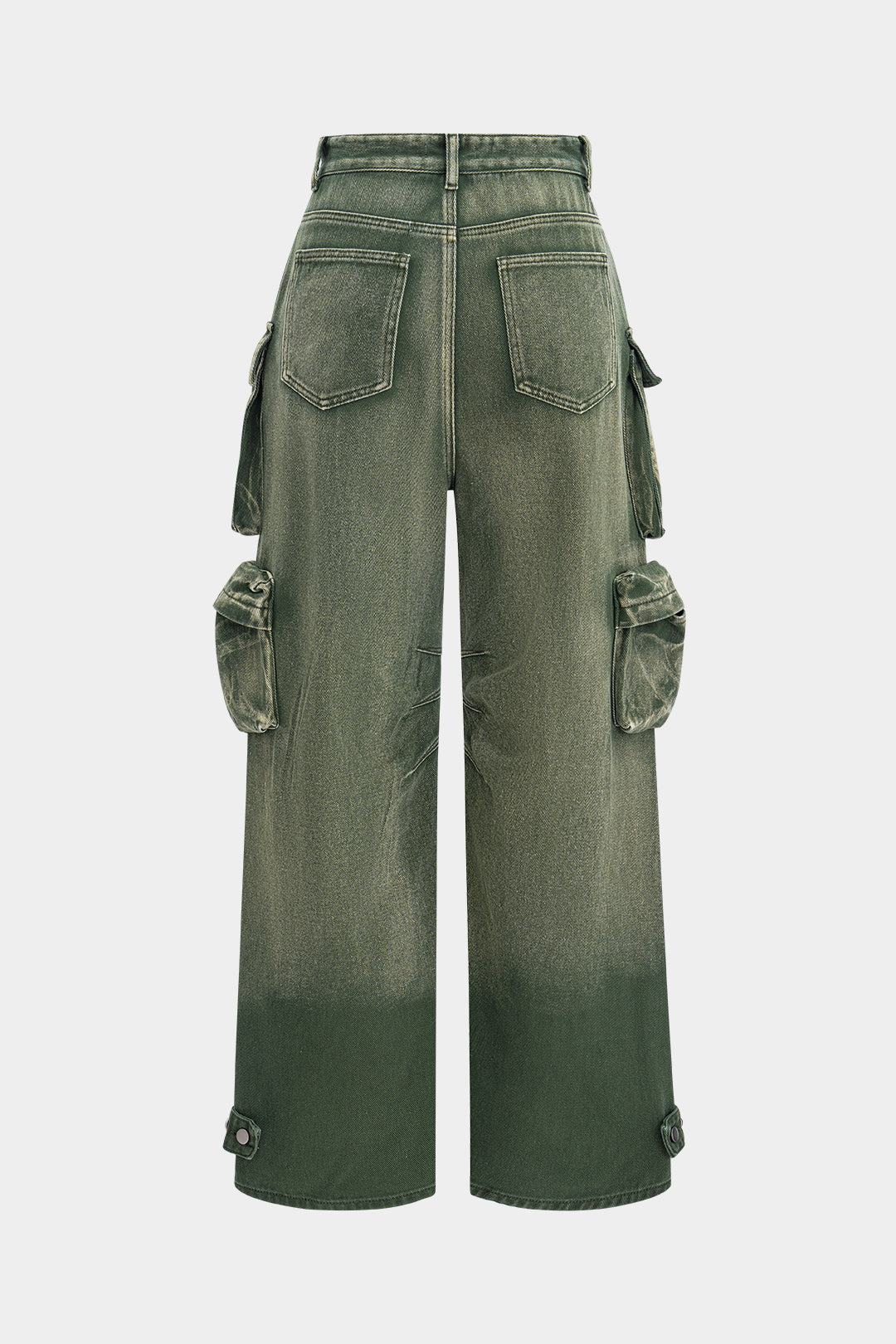 Jeans Cargo De Pierna Ancha Con Ombre Y Bolsillos Multiples