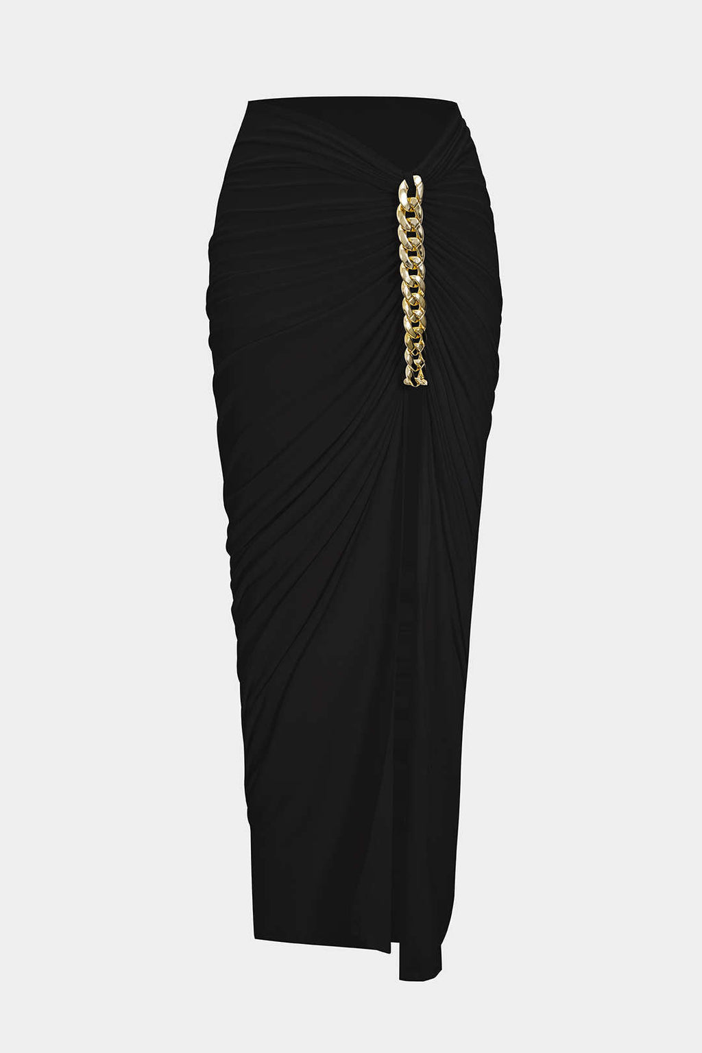 Asymmetrical Ruched Chain Side Slit Skirt