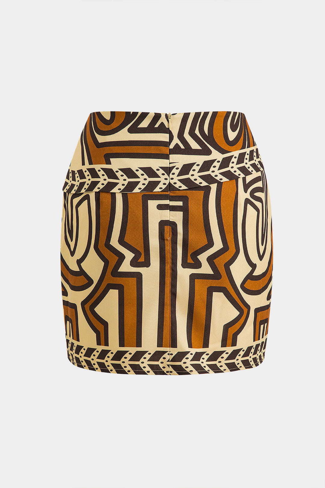 חצאית אסימטרית עם רוכסן והדפס בוהמי 