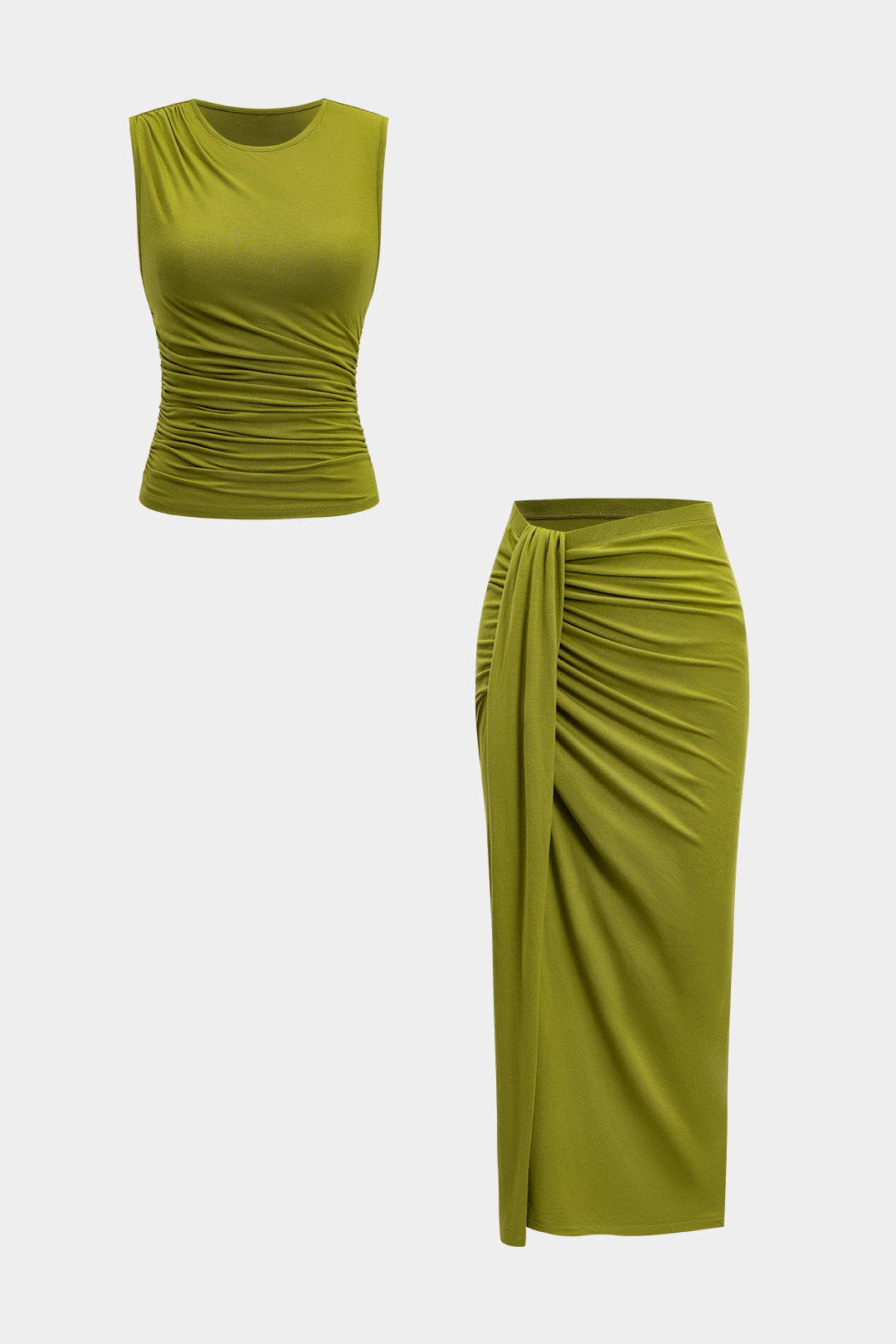 Conjunto Top Sin Mangas Y Falda Nudo De Punto Suave
