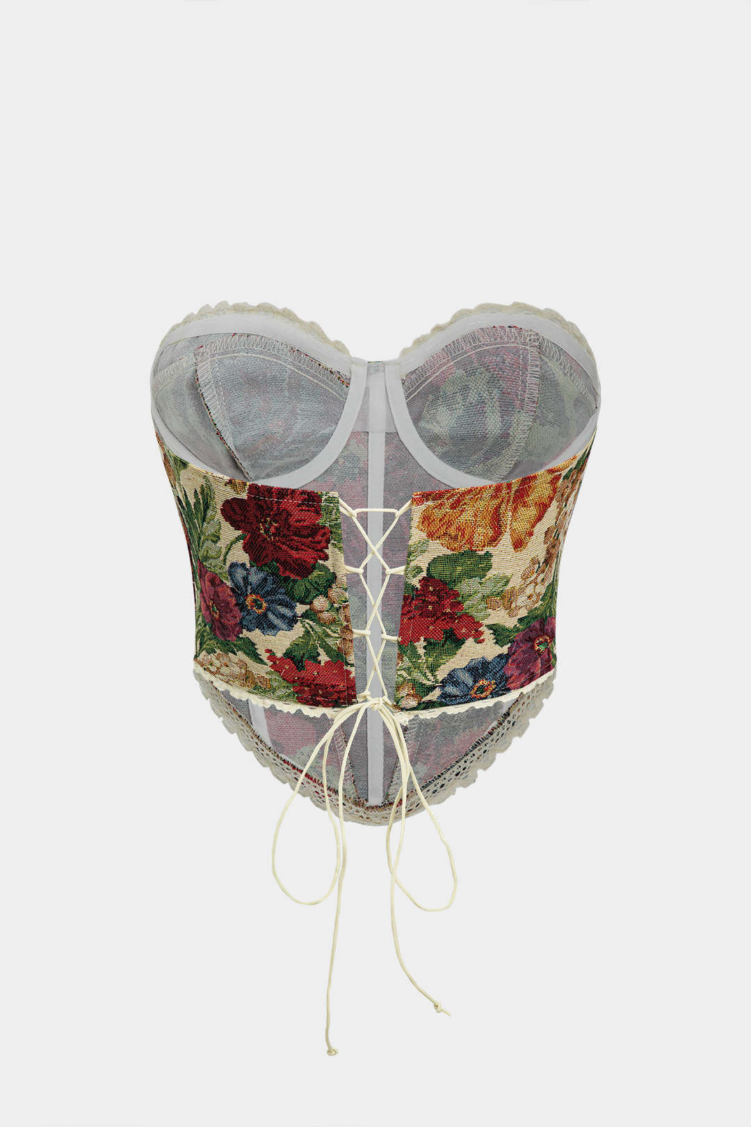 Top Tubo Floral Retro Ligero Con Lazo Delantero Para Mujer
