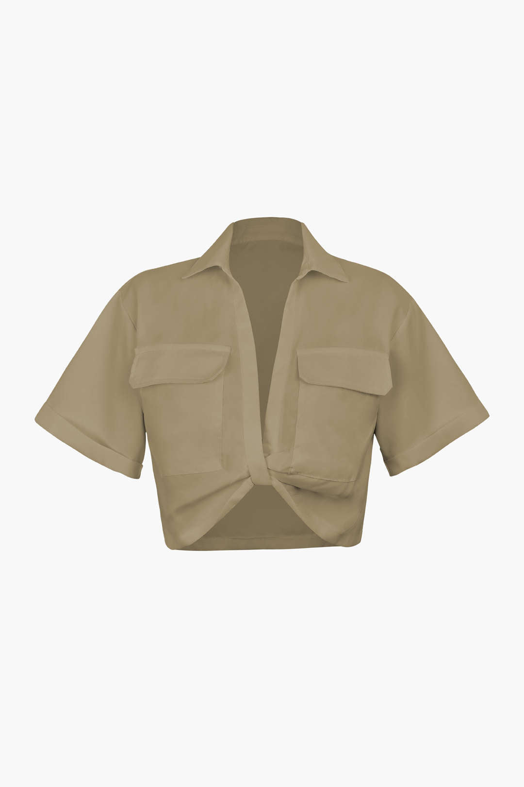 Camisa Básica Con Bolsillo Solapa Plisado Para Uso Diario
