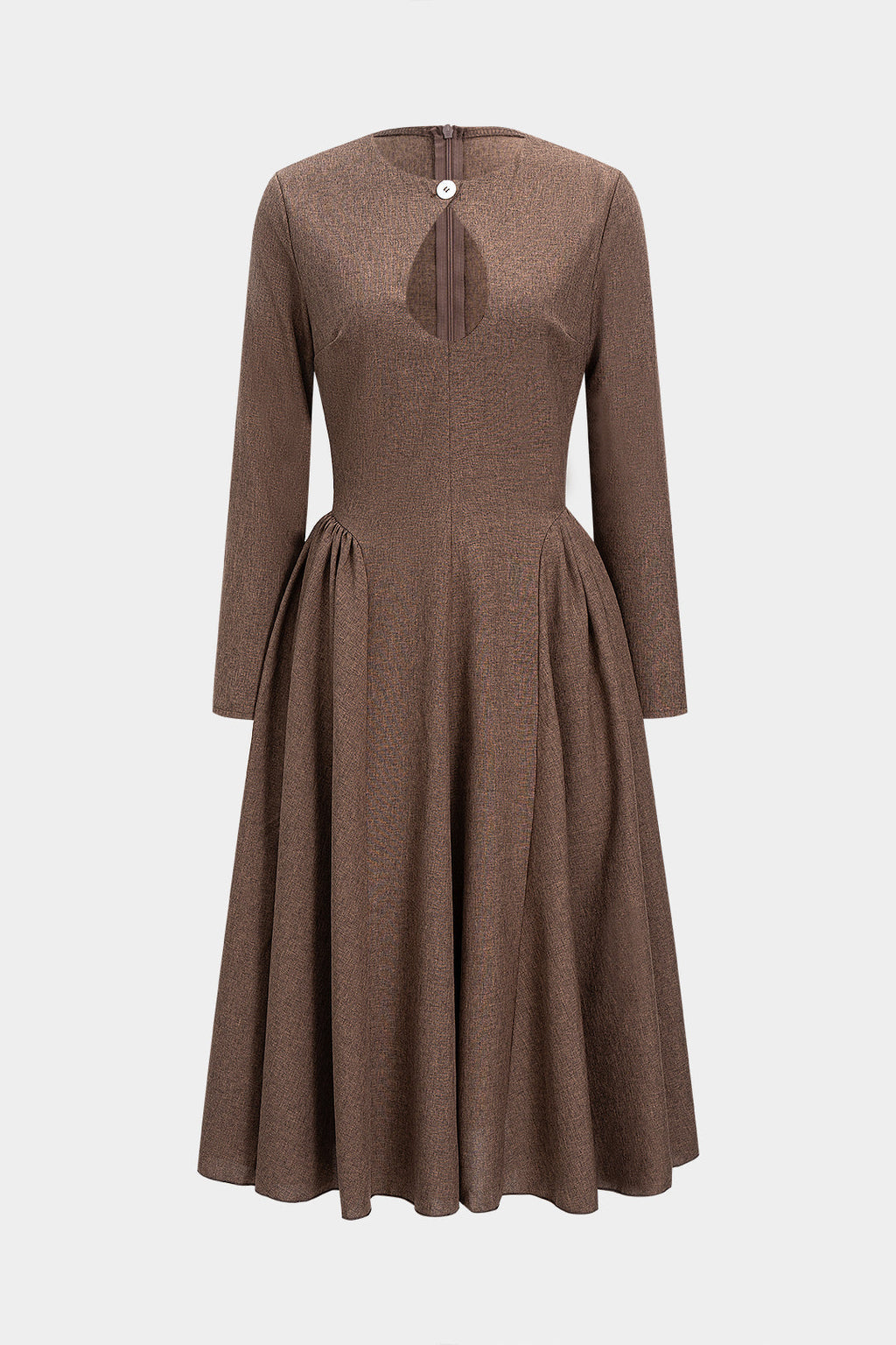 Zipper Cut Out Ruched Long Sleeve Maxi Dress