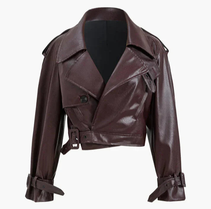 Chaqueta Restin Burdeos Con Cintura Corta Silueta Elegante