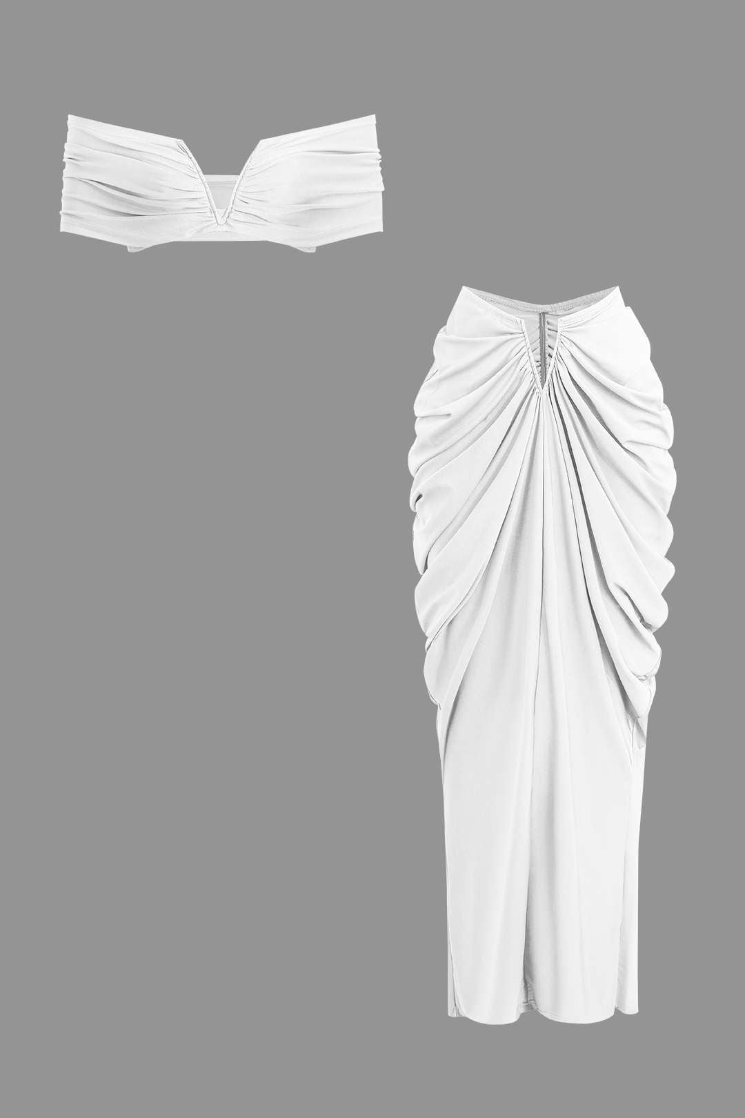 Conjunto Blusa Cuello En V Falda Maxi Cintura En V Elegante
