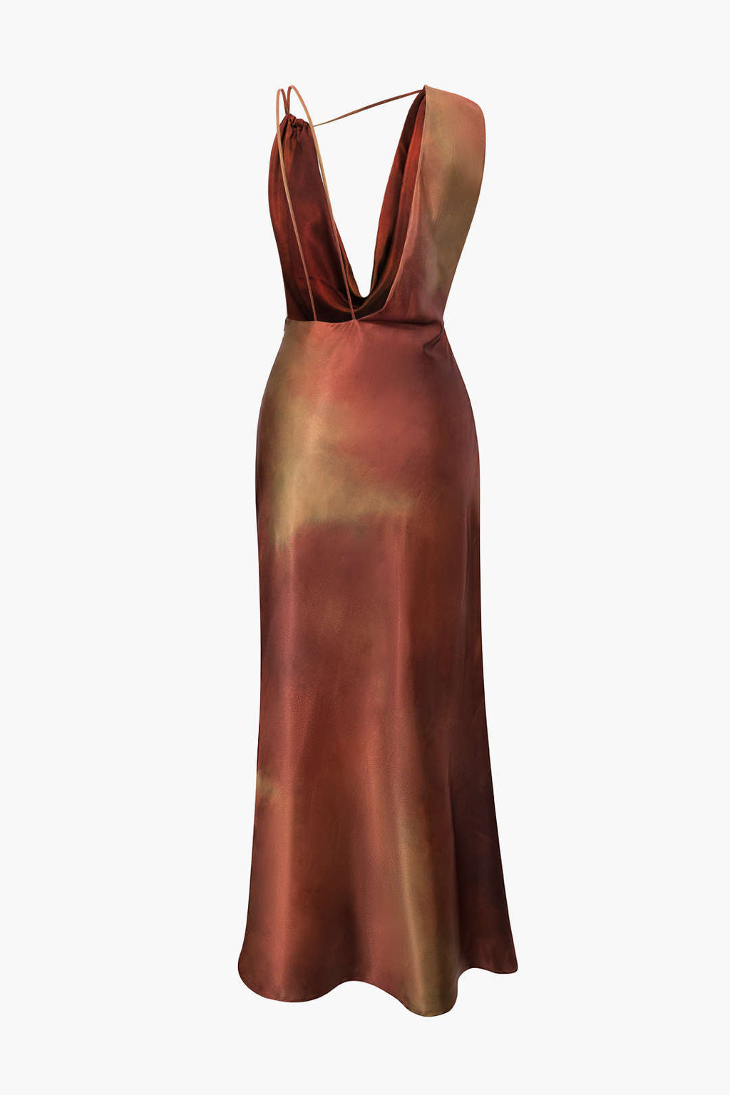 Vestido Maxi Satin Floral Con Capucha Y Asimétrico