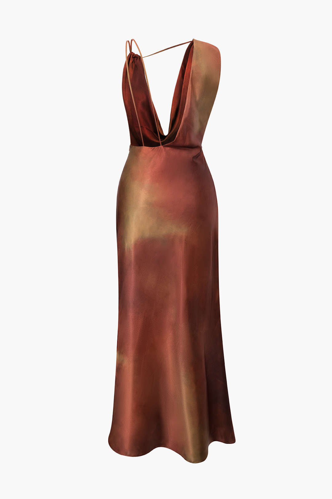 Vestido Maxi Satin Floral Con Capucha Y Asimétrico