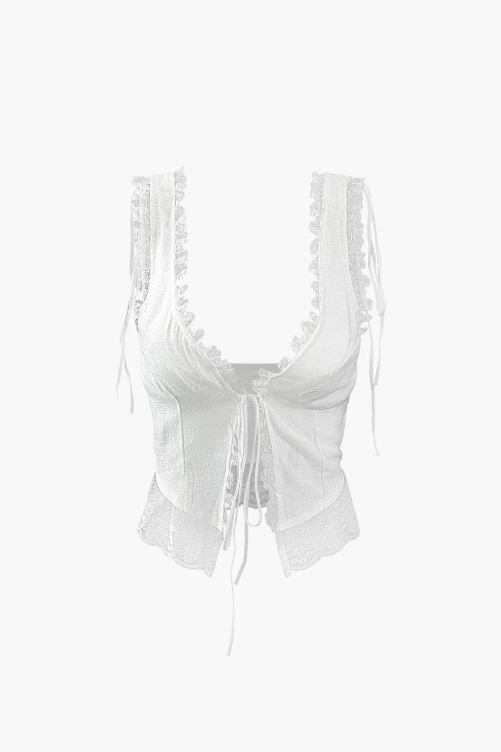 Top de Tirante con Encaje y Nudo Frontal Ligero Mujer