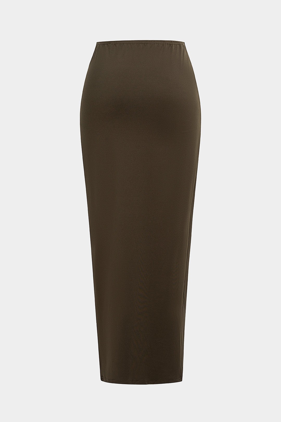 חצאית עם שסע צדדי וקשירה בחגורת עור 