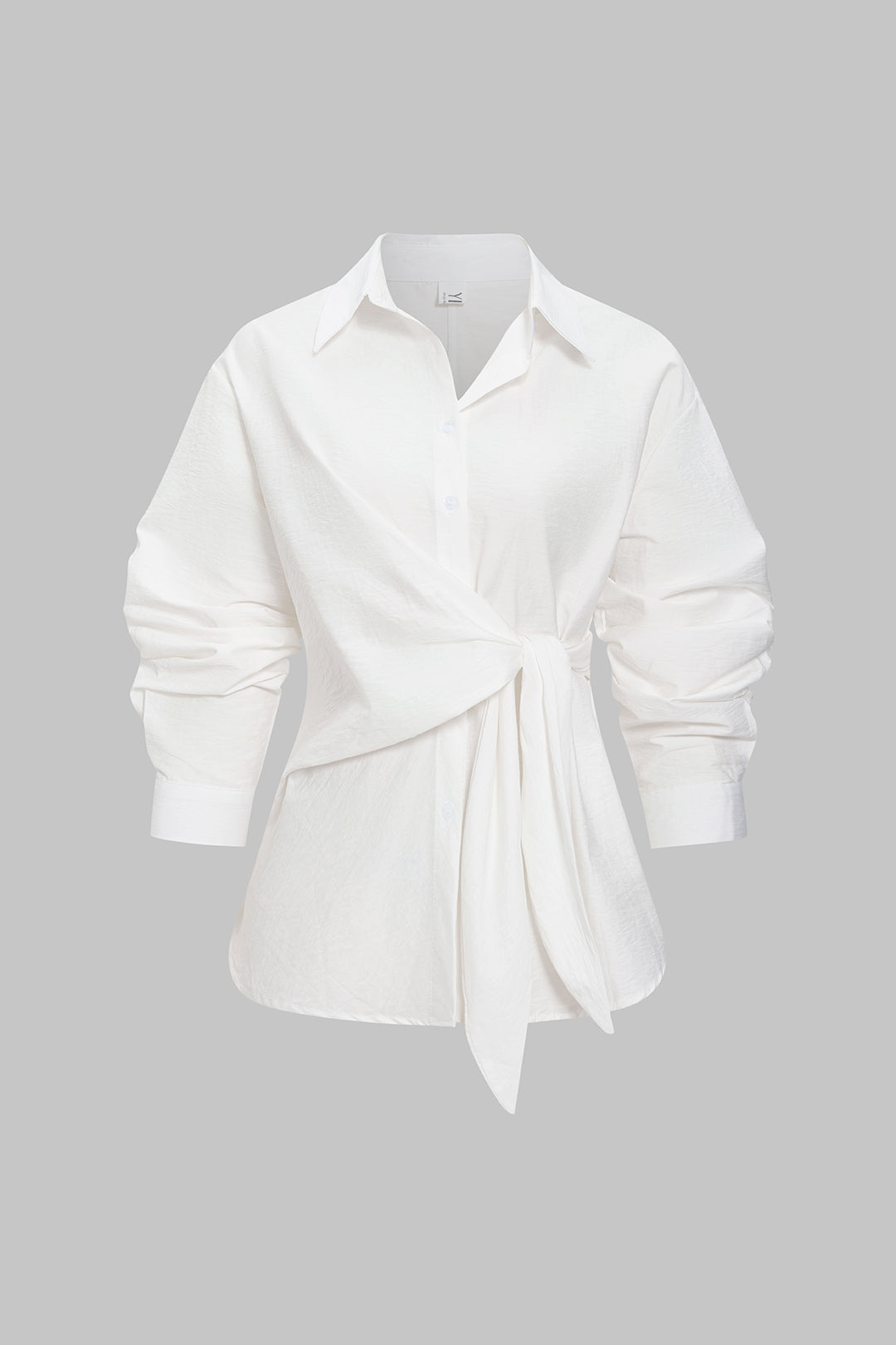 חולצה אסימטרית עם קשירה מלפנים וקשירה עם שרוולים ארוכים 