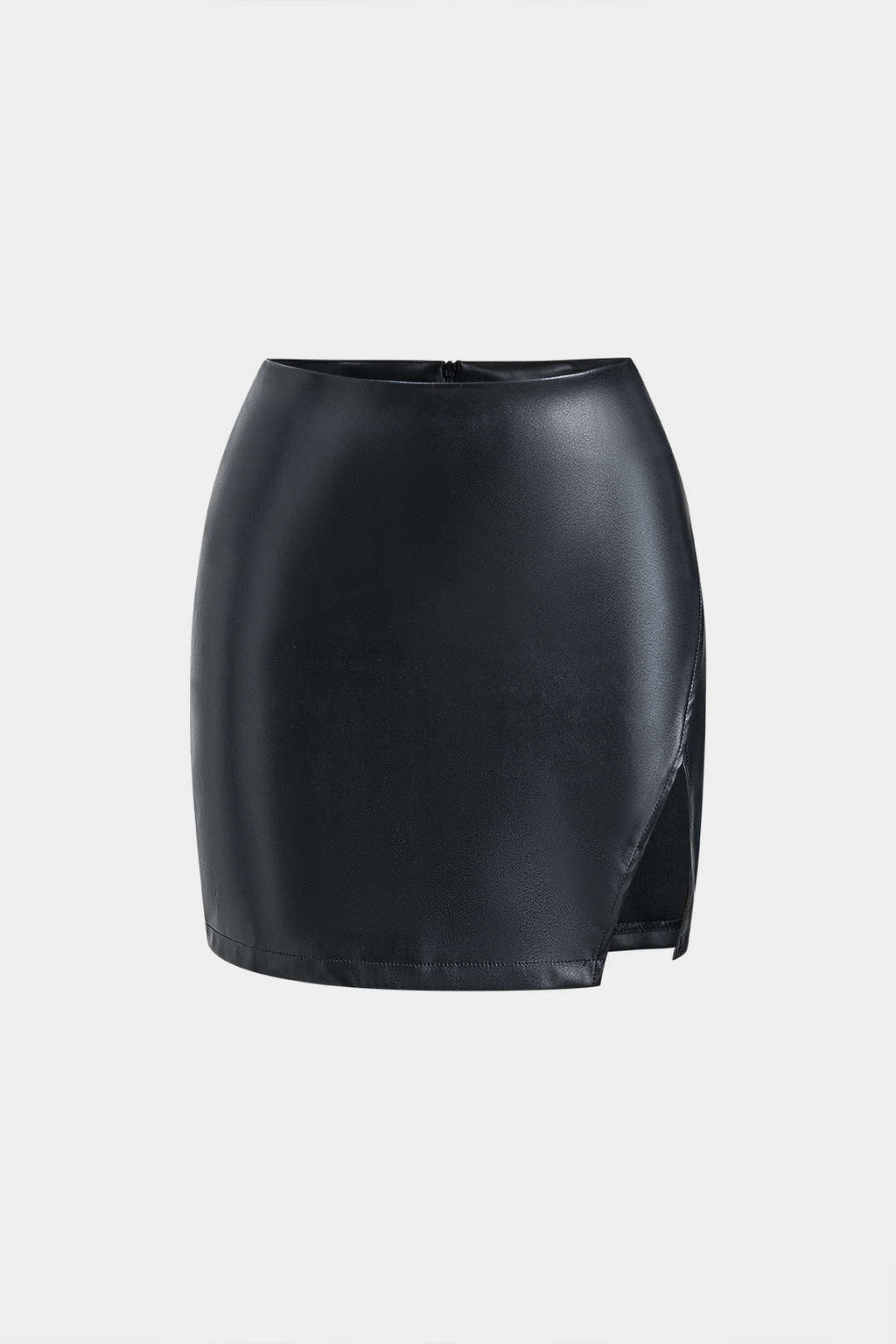 חצאית אסימטרית עם רוכסן דמוי עור 