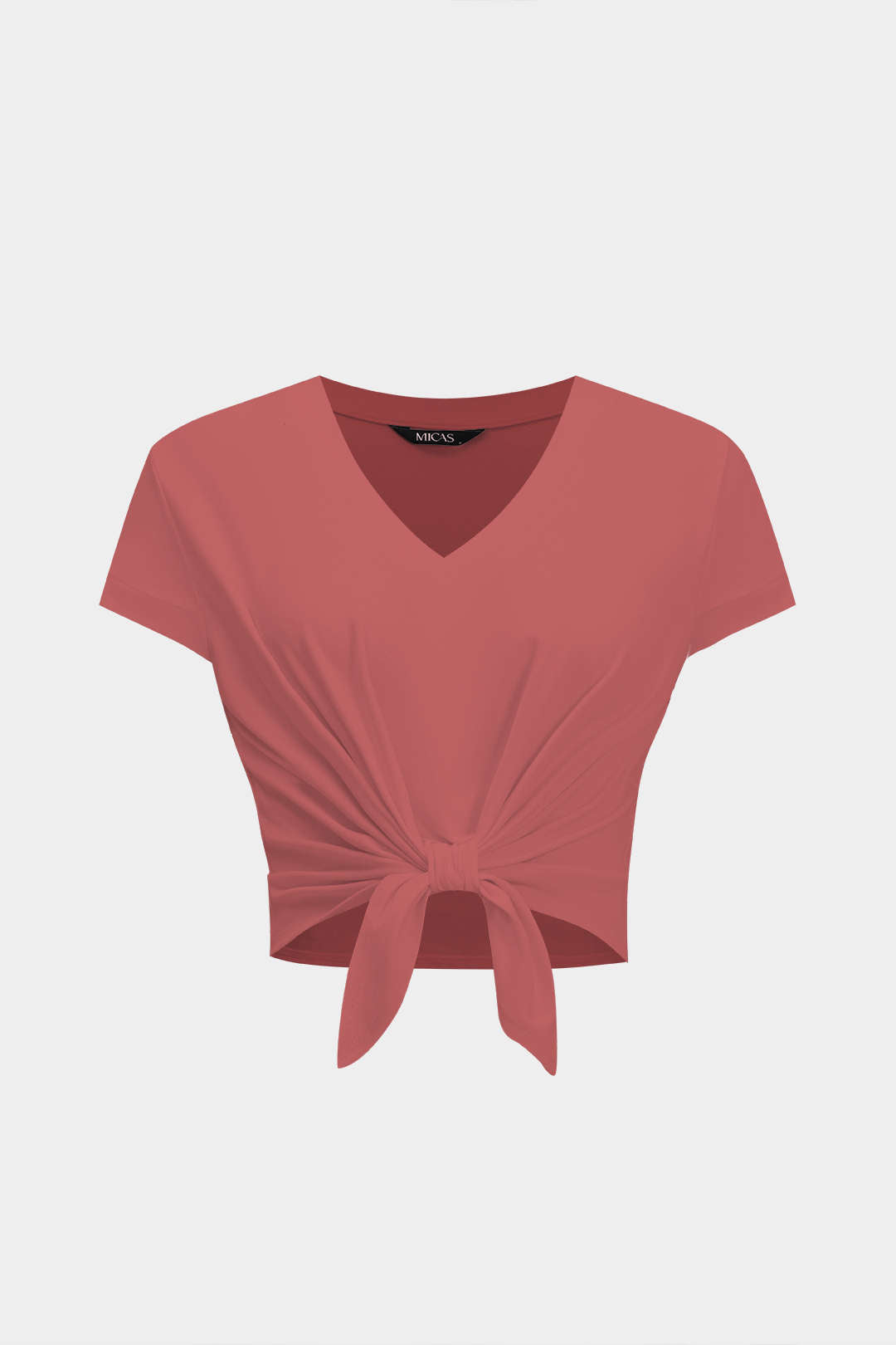 Camiseta Manga Corta Con Lazo Silueta Minimalista Elegante