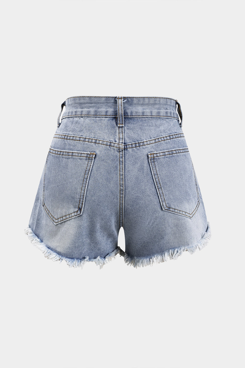 Shorts Denim Cintura Alta Con Abalorios Para Uso Diario