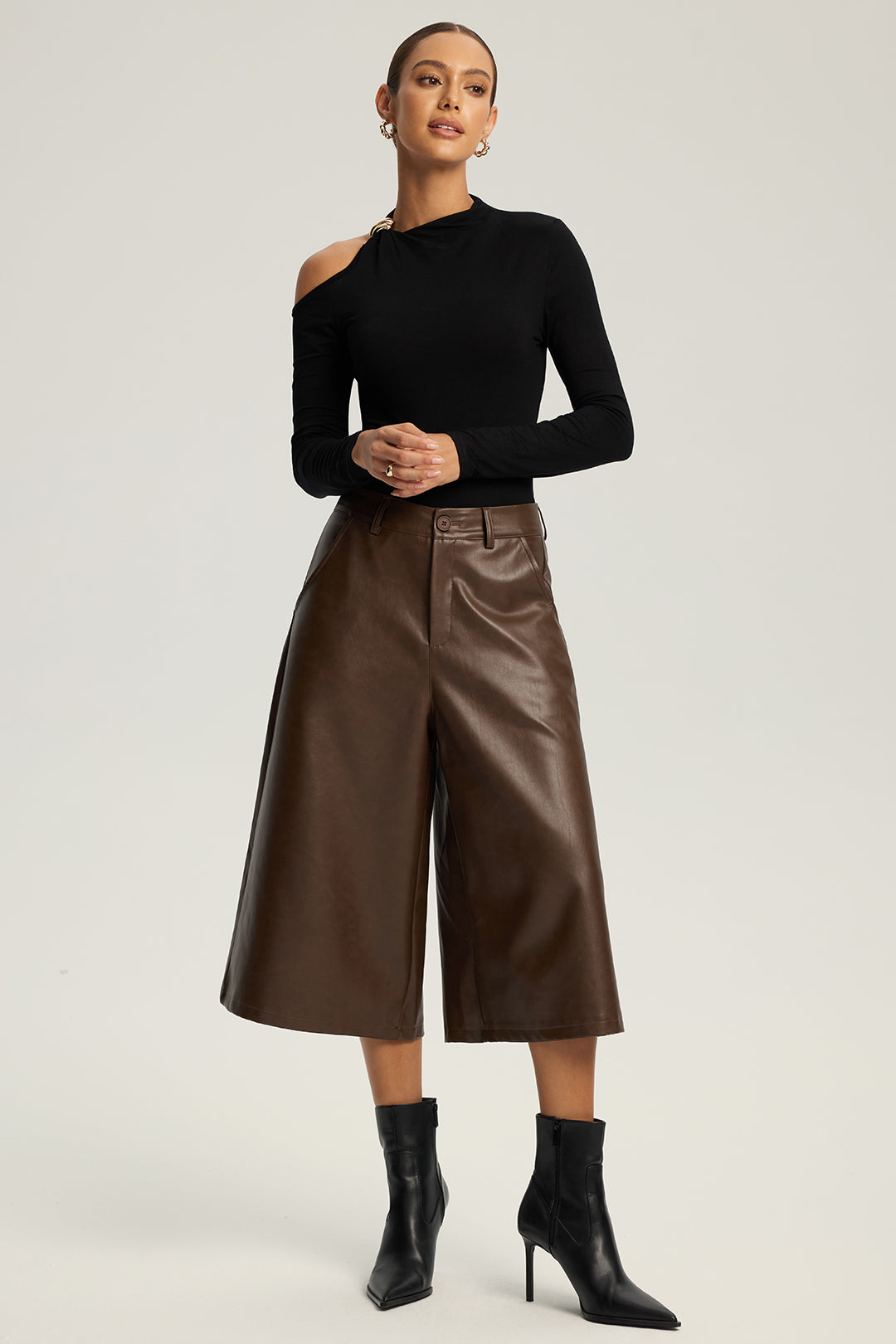 Cut Out Asymmetrical Long-Sleeve Top