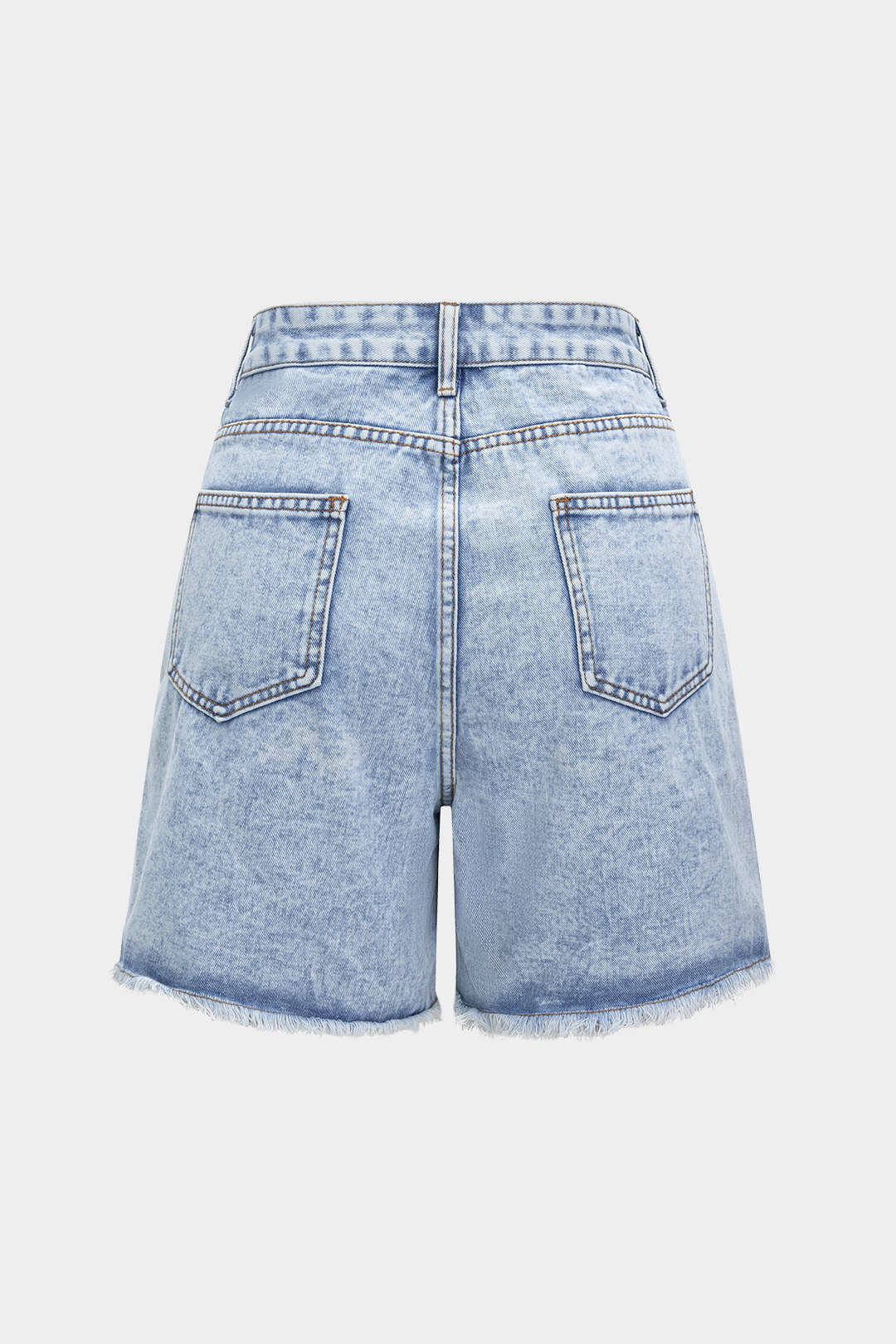 Shorts Vaqueros De Cintura Alta Con Desgaste Diario