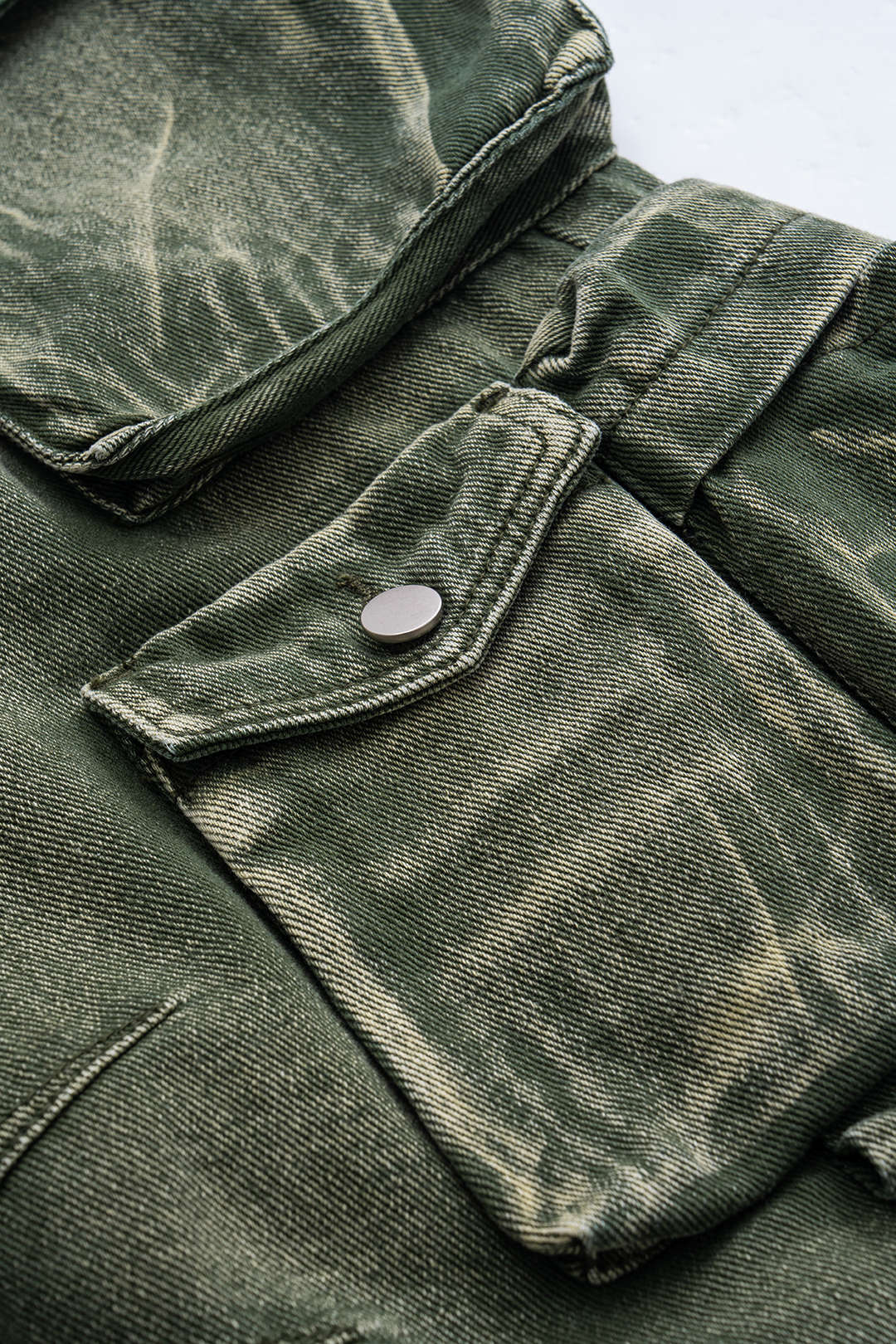 Jeans Cargo De Pierna Ancha Con Ombre Y Bolsillos Multiples