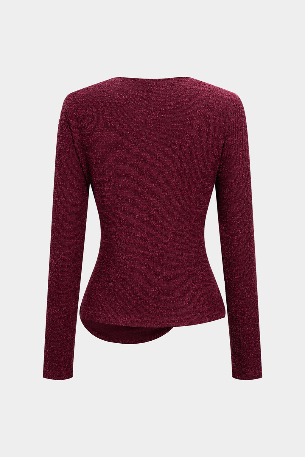 Metallic Decor Texture Long-Sleeve Top