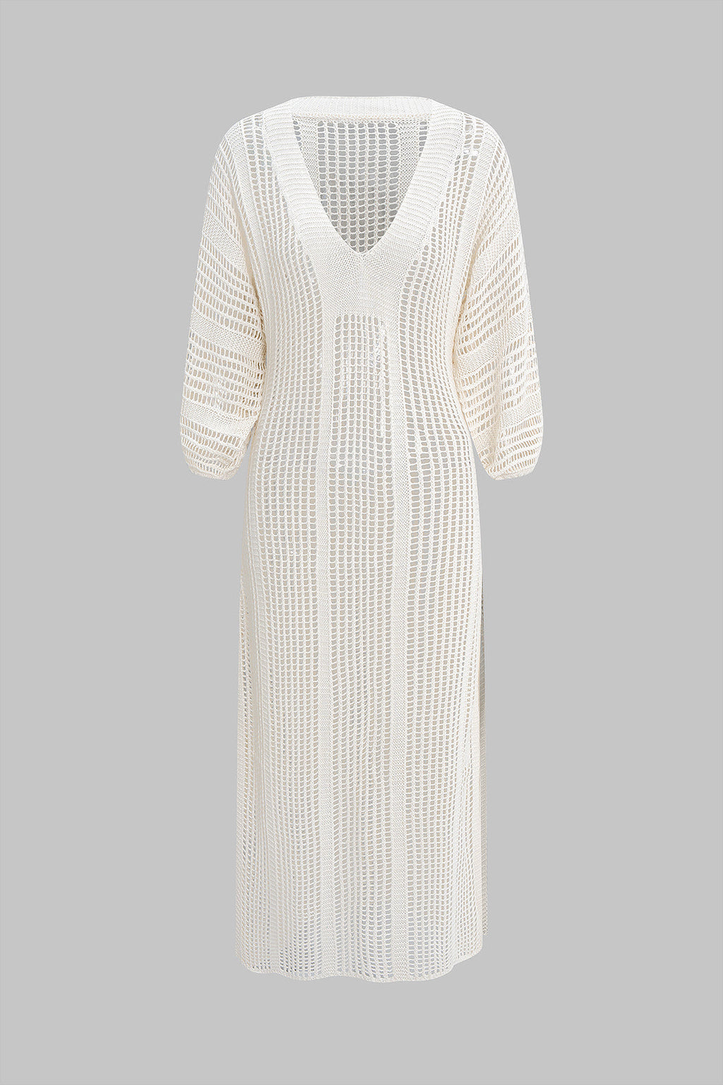 Backless V-Neck Hollow Out Long Sleeve Maxi Dress