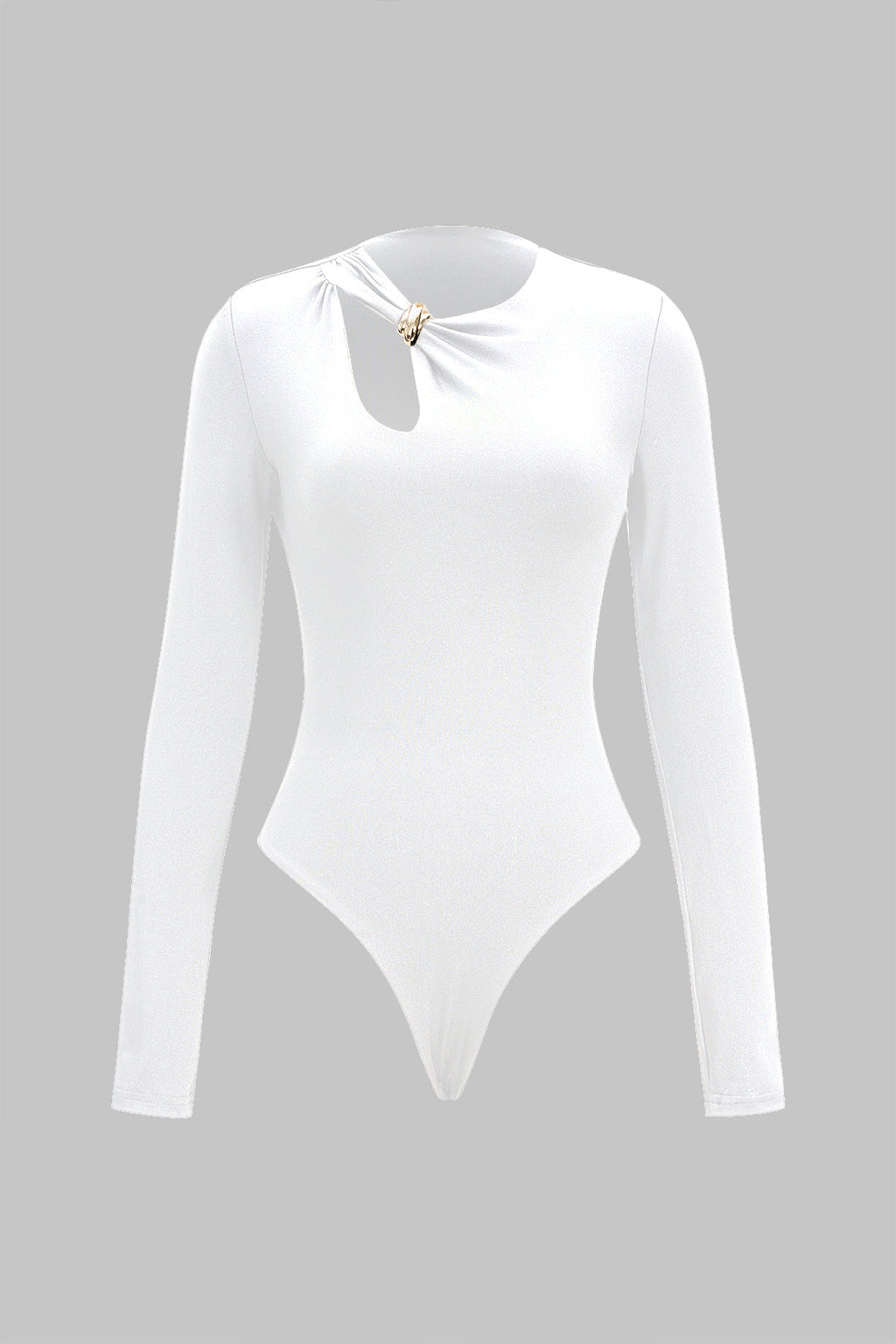 Metallic Cut Out Long Sleeve Bodysuit