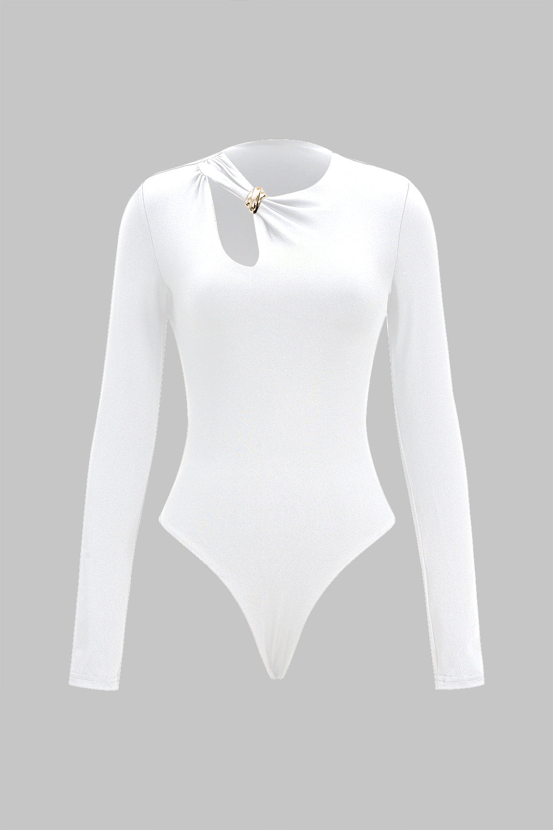 Metallic Cut Out Long Sleeve Bodysuit