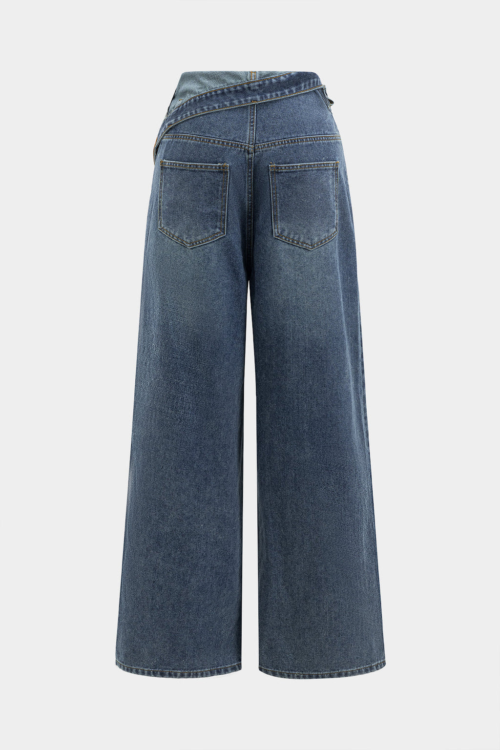 Vaqueros Denim Asimétricos De Cintura Alta Moderna
