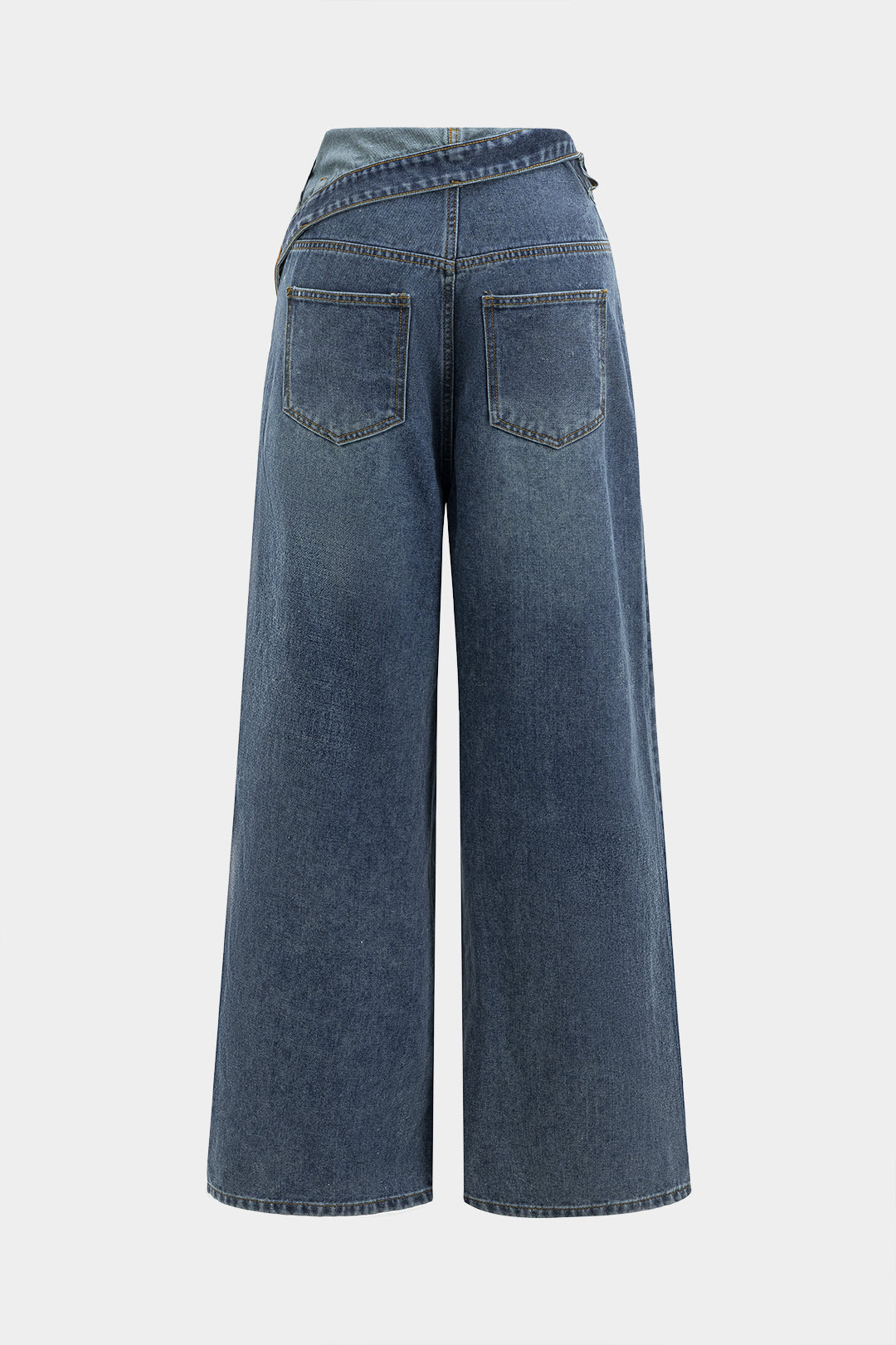 Vaqueros Denim Asimétricos De Cintura Alta Moderna