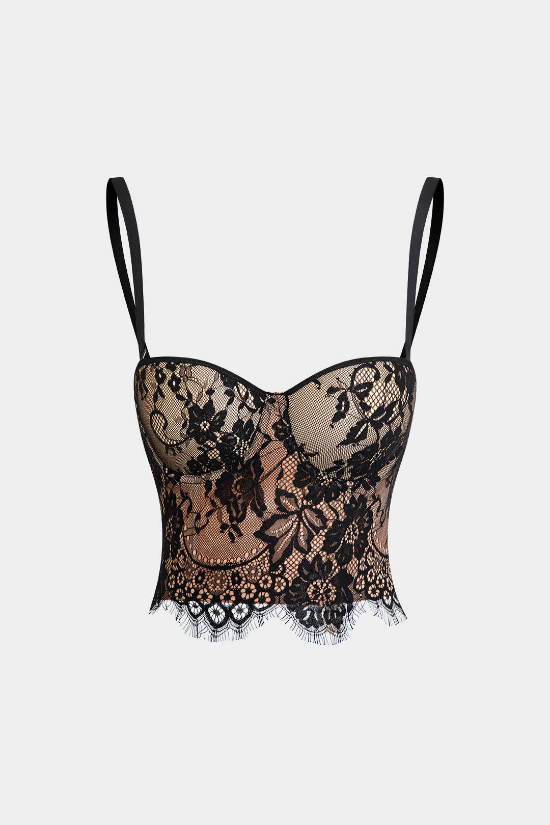 Top Bustier De Encaje Con Cierres De Gancho Y Ojal Lujoso