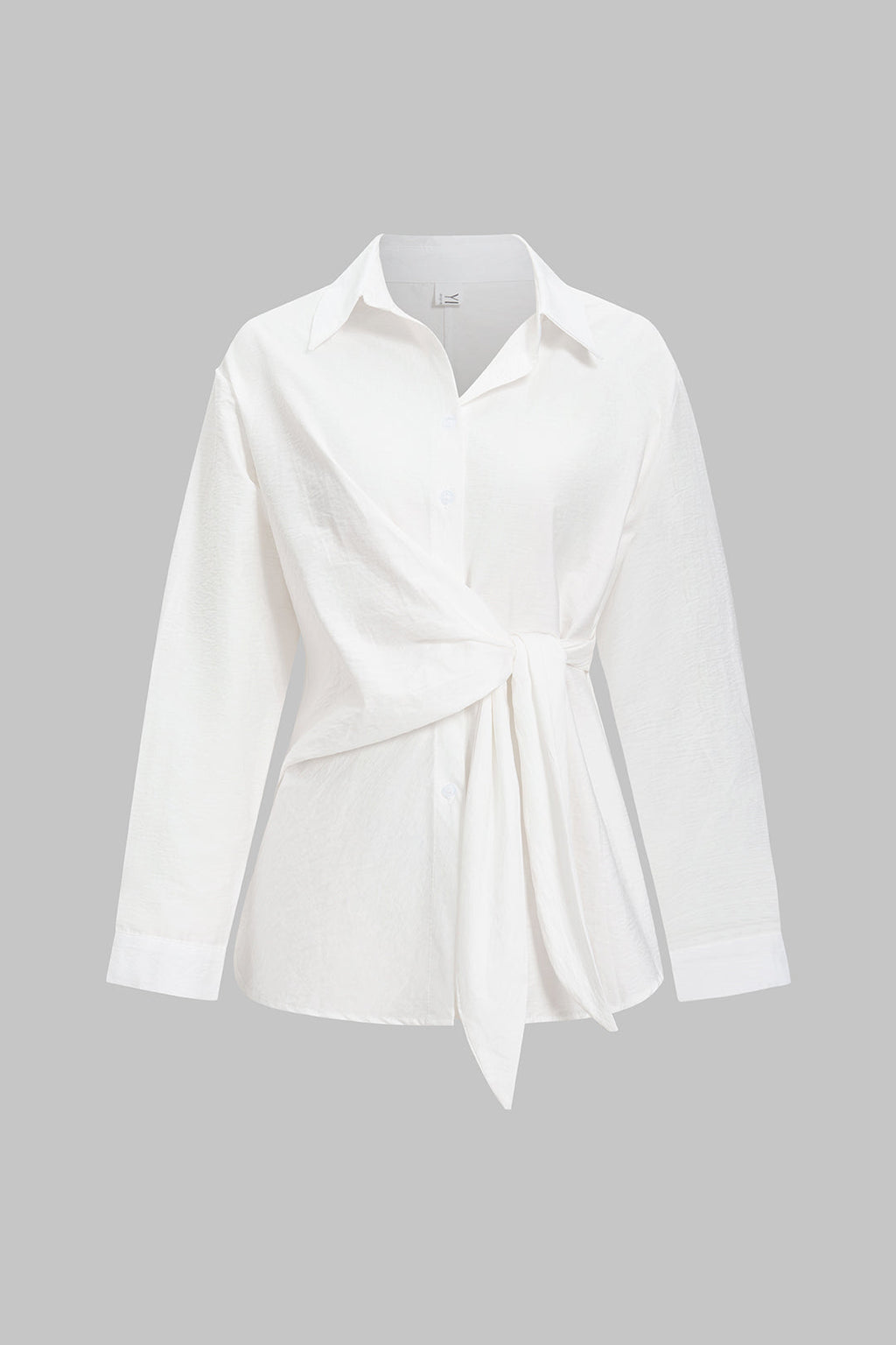 חולצה אסימטרית עם קשירה מלפנים וקשירה עם שרוולים ארוכים 