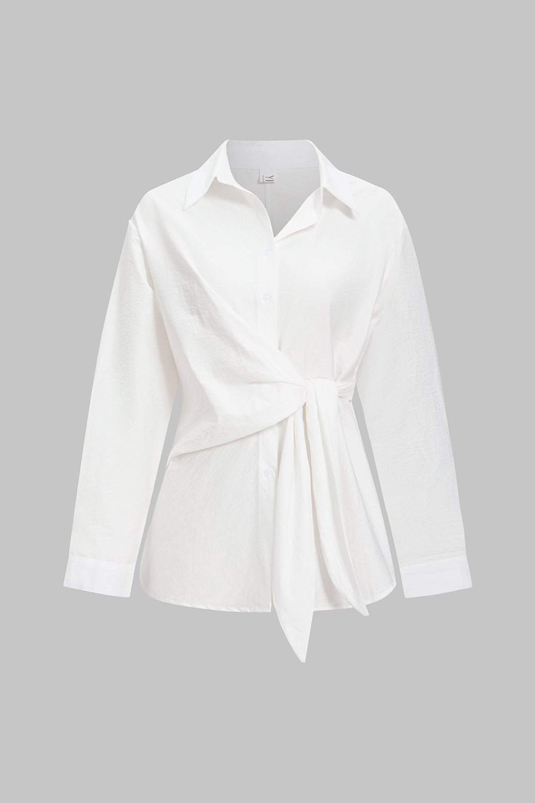 חולצה אסימטרית עם קשירה מלפנים וקשירה עם שרוולים ארוכים 