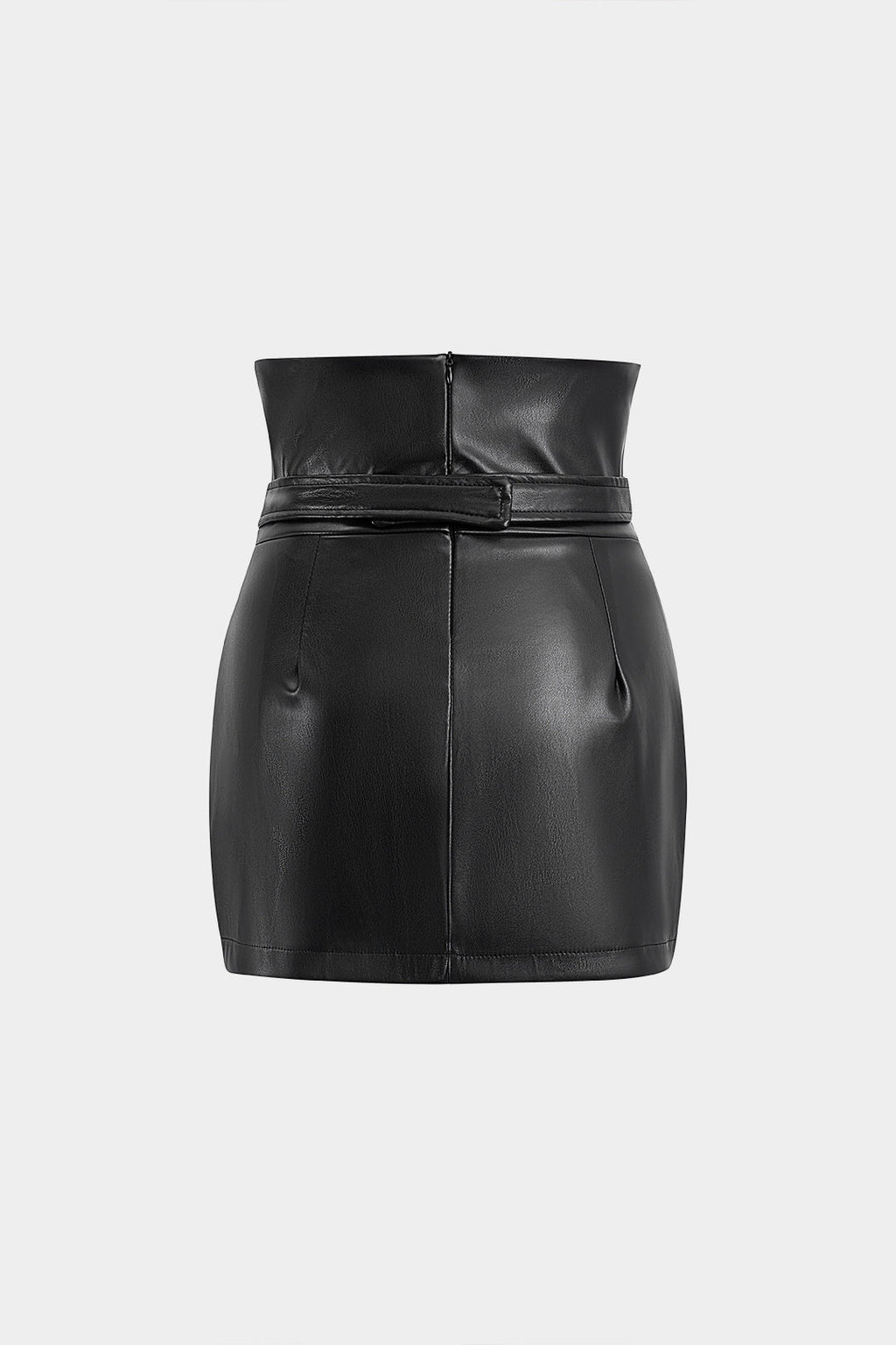 חצאית דמוית עור מוצלבת בגזרה גבוהה 
