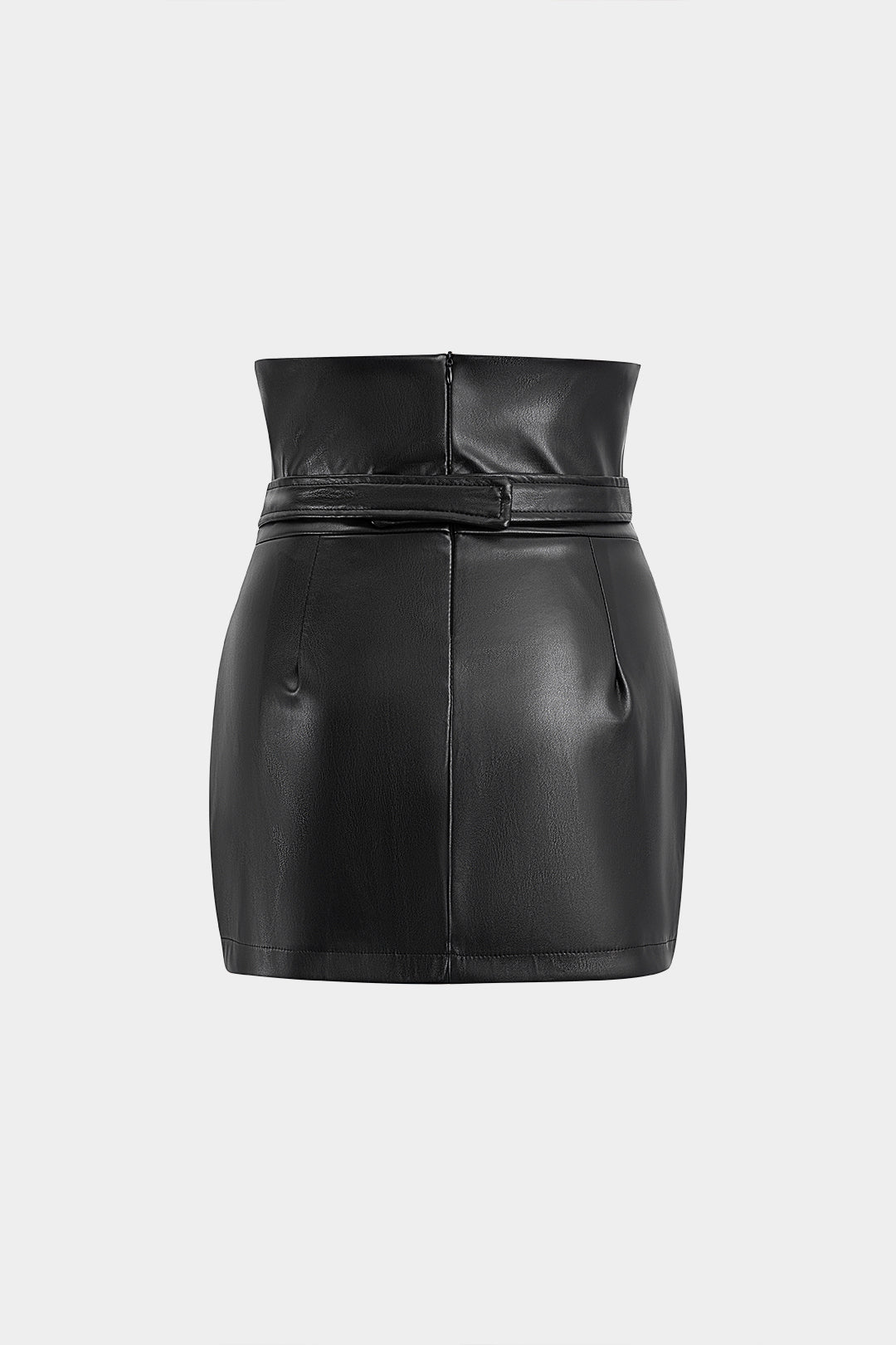 חצאית דמוית עור מוצלבת בגזרה גבוהה 
