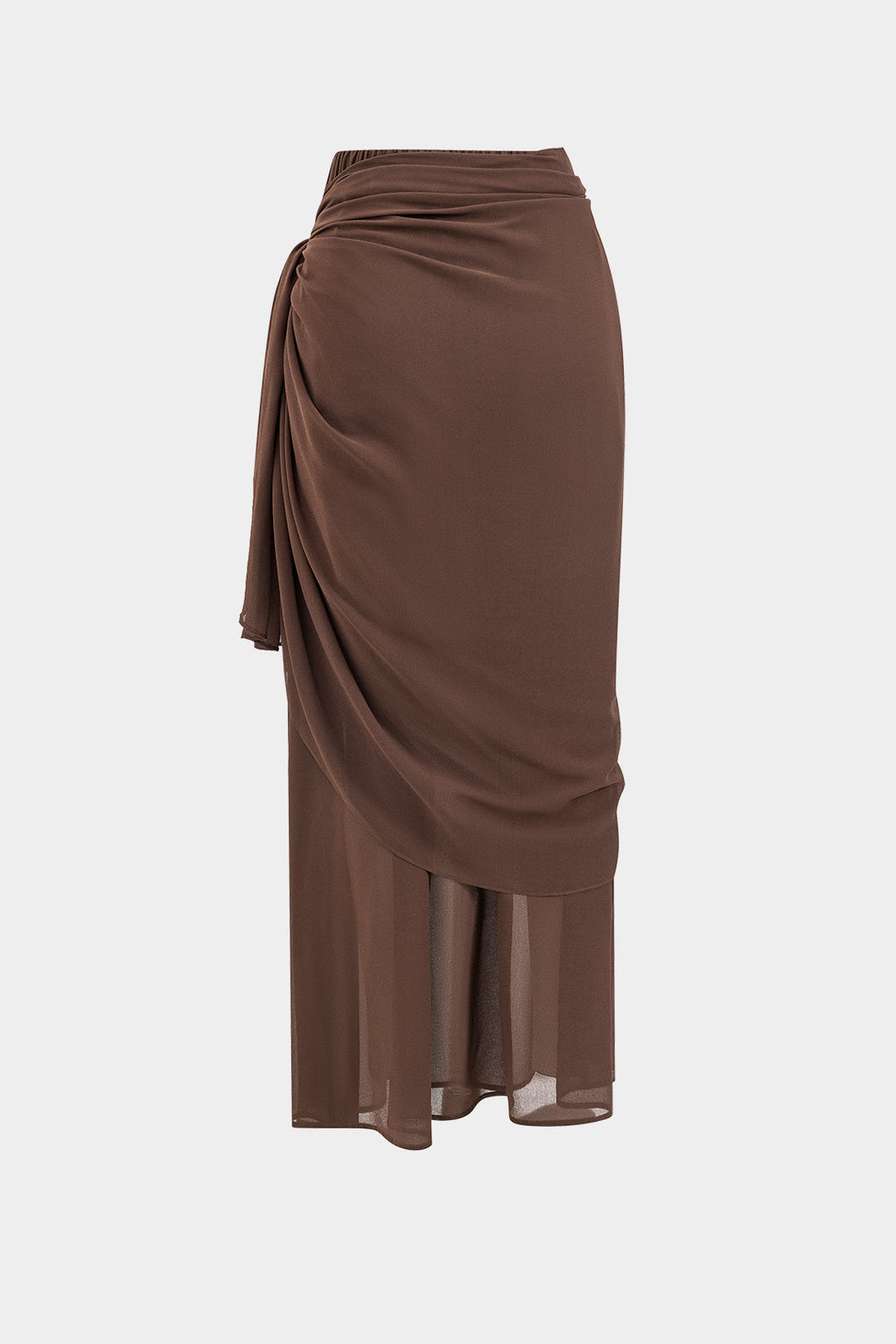 חצאית שיפון מטאלית גבוהה עם קפלים 