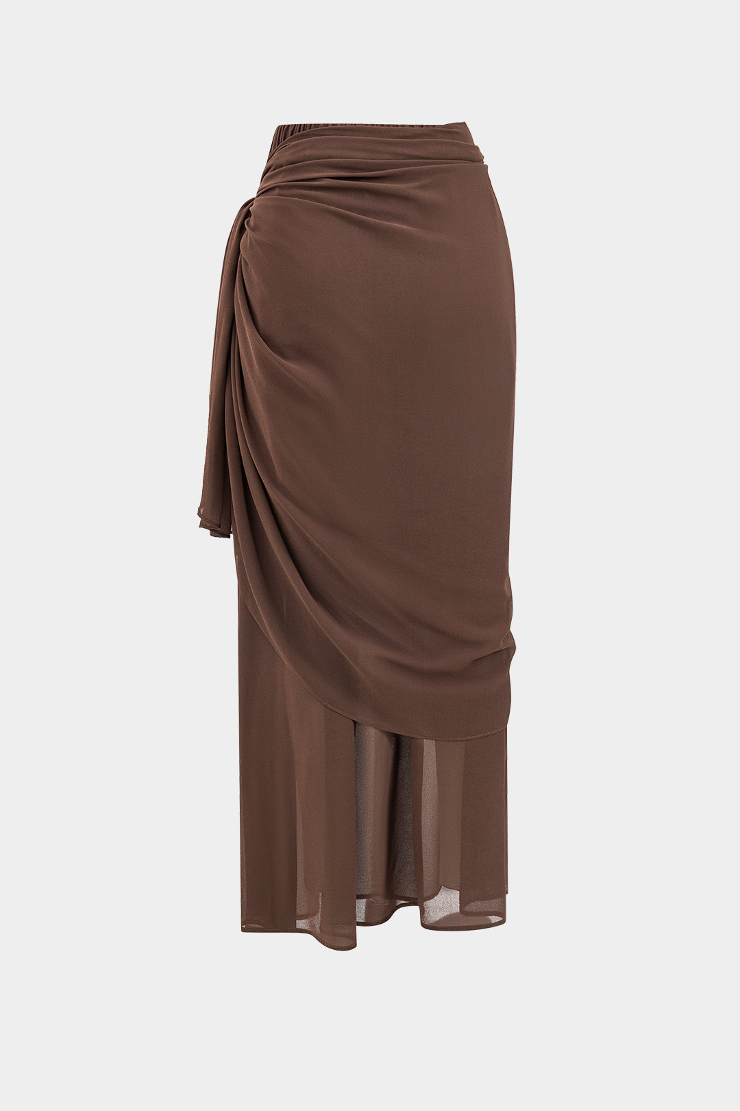 חצאית שיפון מטאלית גבוהה עם קפלים 