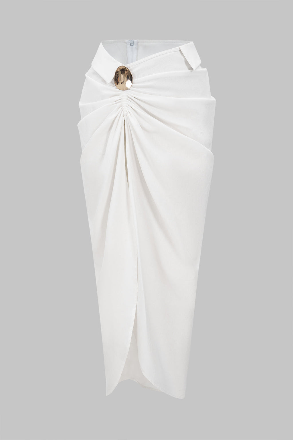 חצאית אסימטרית עם קפלים מפשתן 