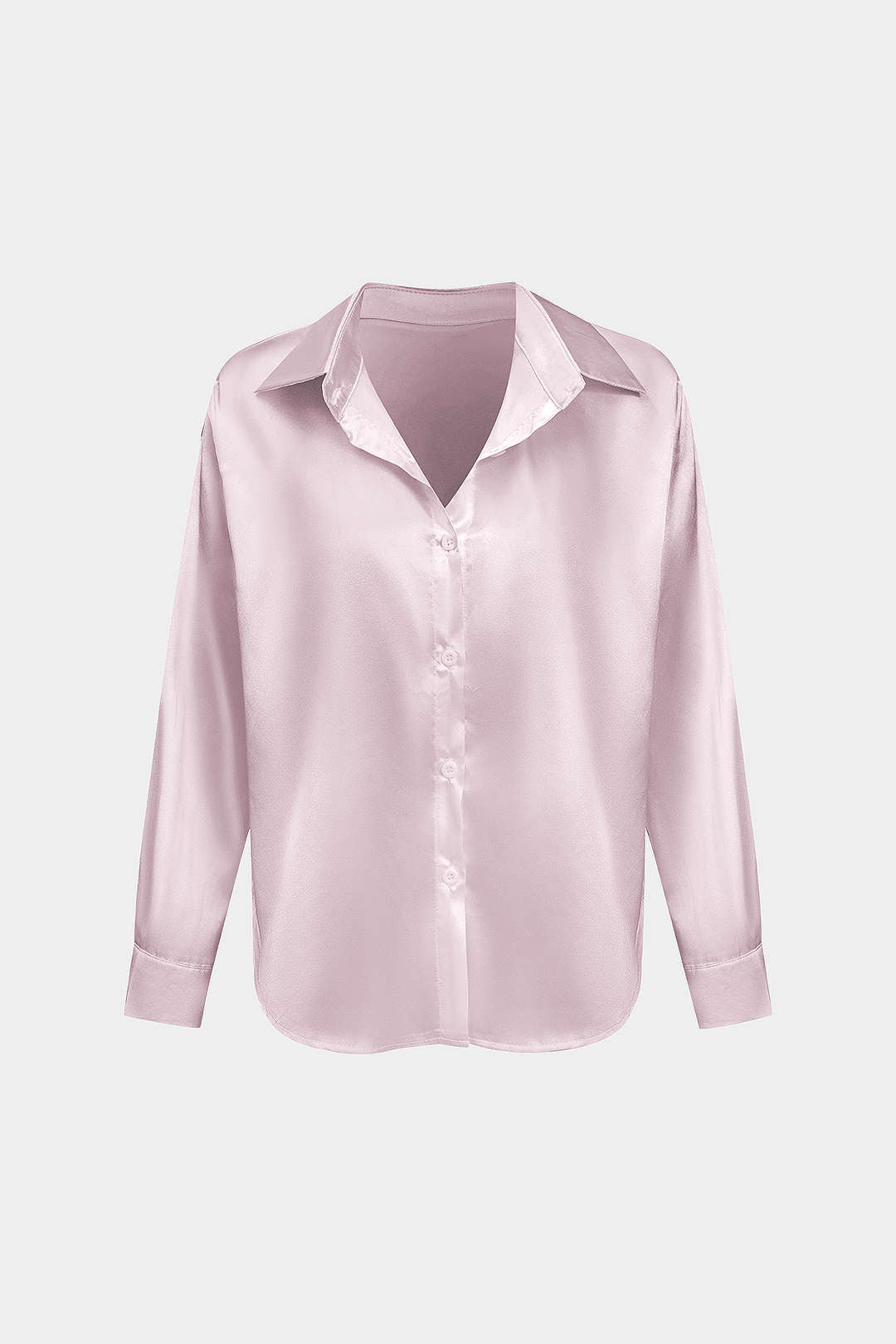 Camisa Satinada De Manga Larga Con Silueta Elegante