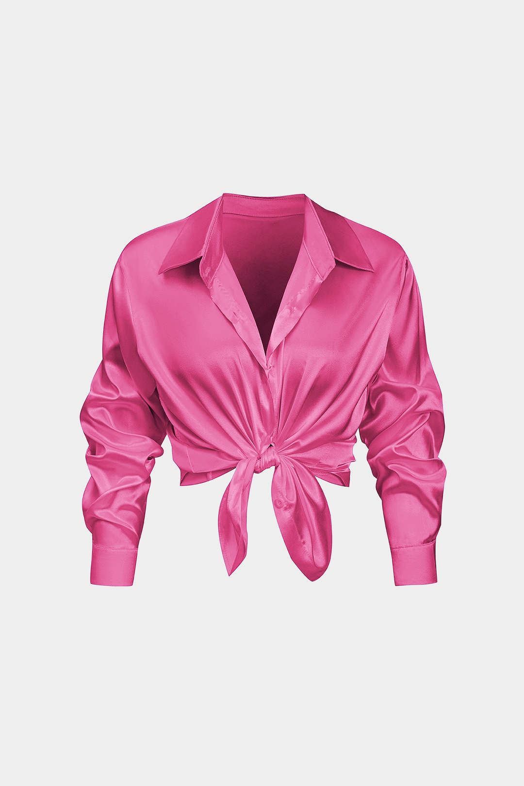 Camisa Satinada De Manga Larga Con Silueta Elegante