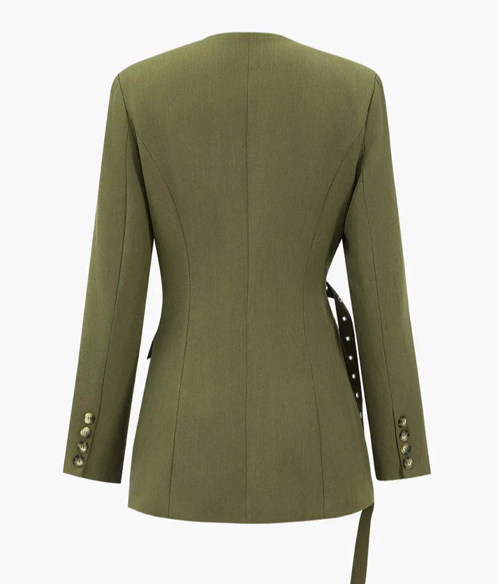 Chaqueta Glentir Con Corte Asimétrico Detalle Cinturón