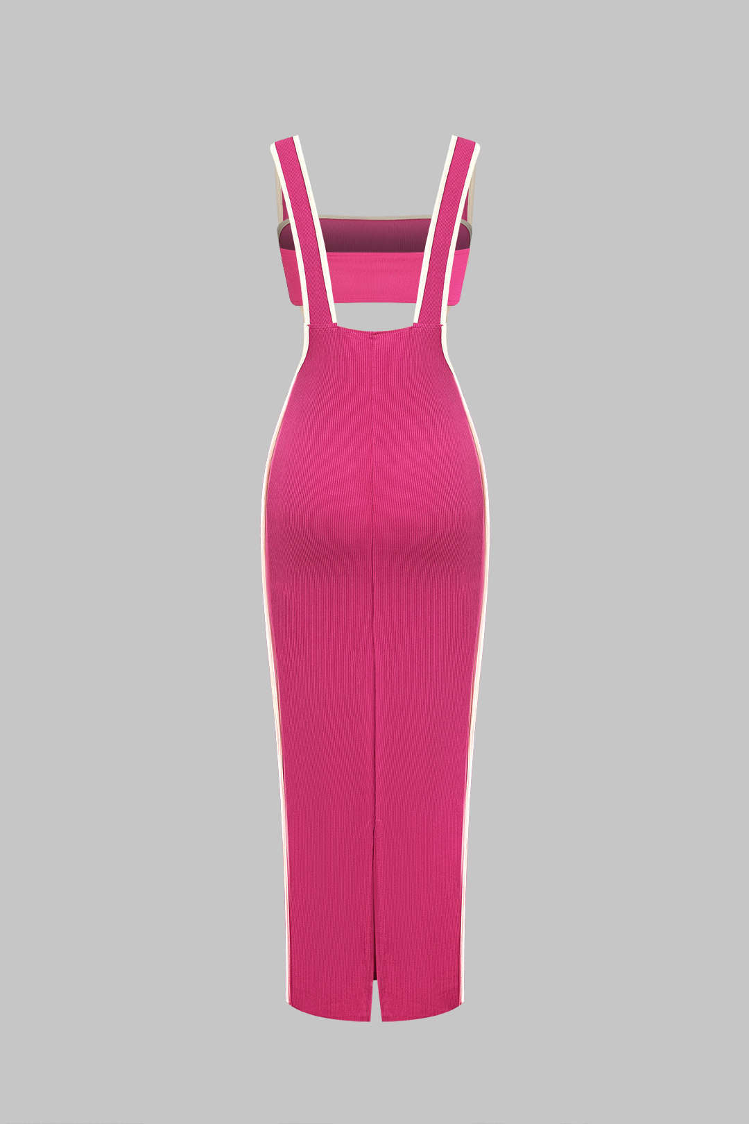 Conjunto Dos Piezas Tubo Salopette Vestido Borde Contraste