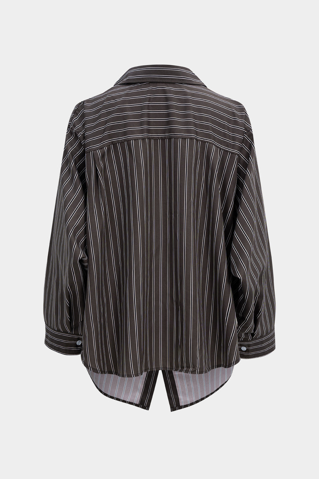 Stripes Print Button Batwing Long-Sleeve Shirt