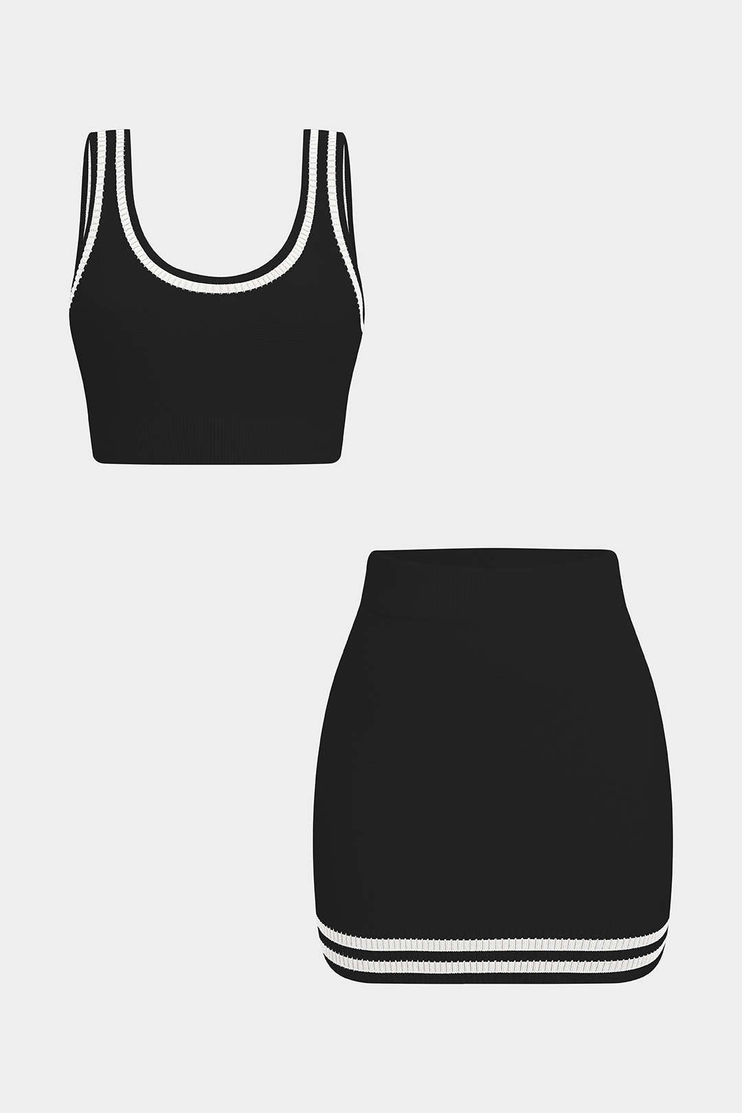 Conjunto Top Sin Mangas Y Shorts Punto Contraste Diario