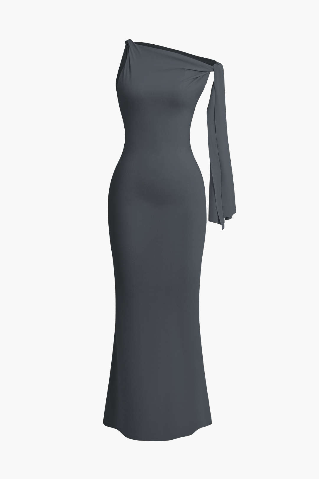 Vestido Maxi Sirena Asimétrico Con Nudo Elegante Lujo