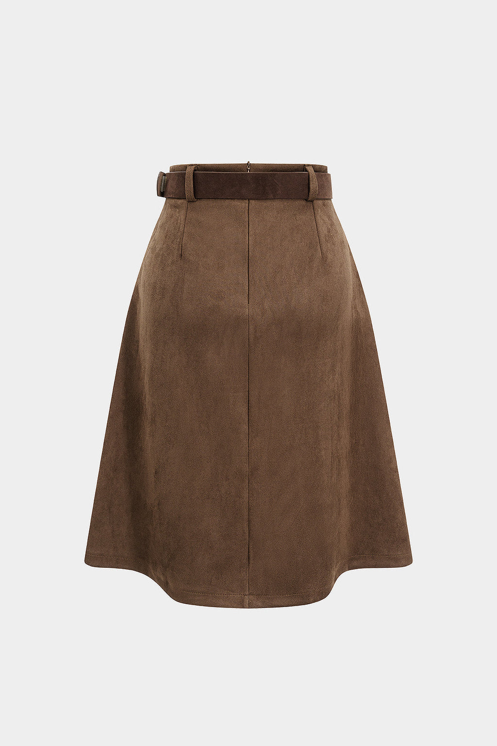 חצאית זמש קפלים עם חגורה 