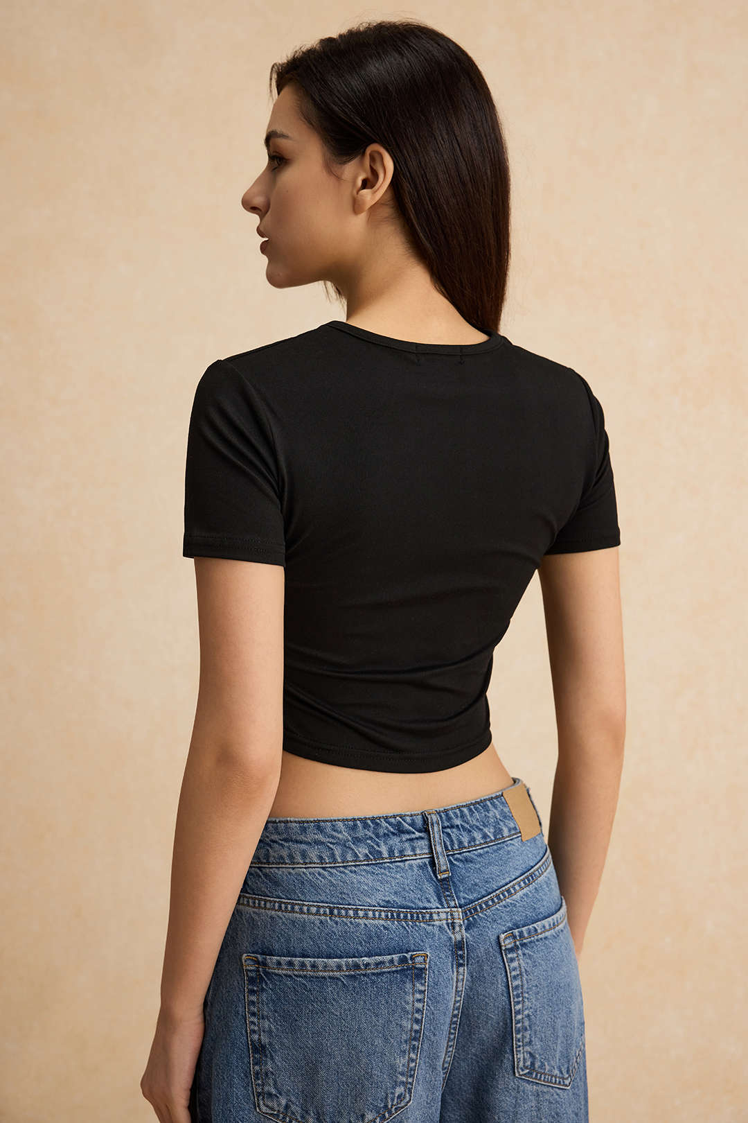 Camisa Denim Impresa Manga Corta Tonos Atardecer Mujer