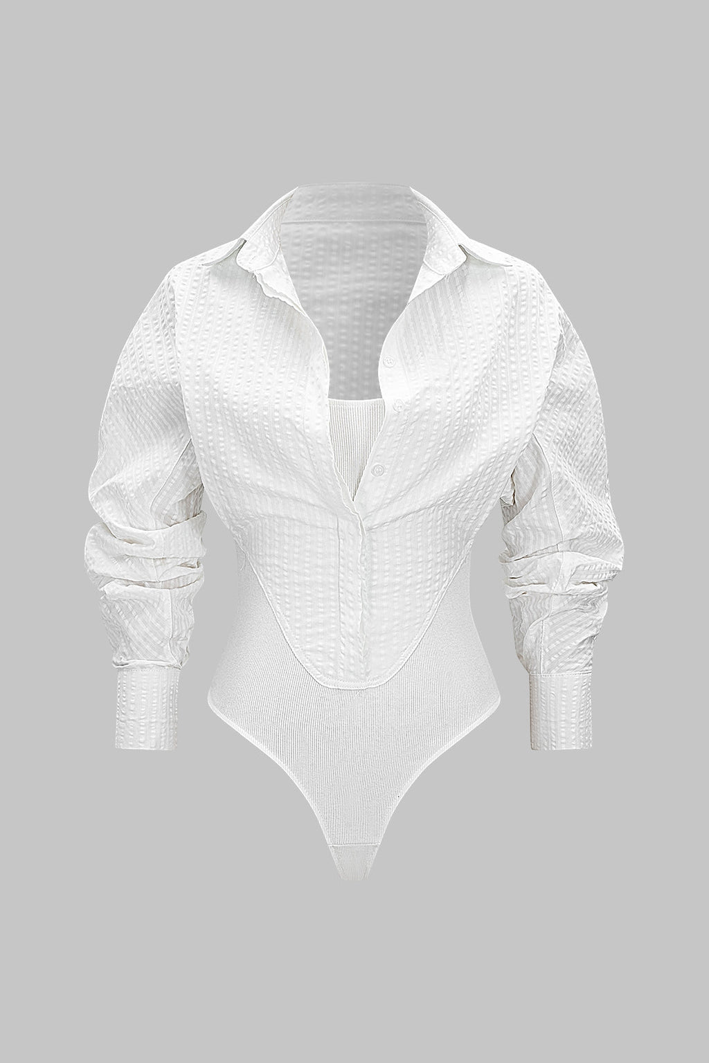 Button Detail Cut Out Long Sleeve Bodysuit